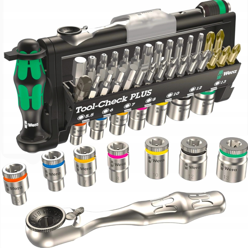 ZESTAW KLUCZY NARZĘDZI Z GRZECHOTKĄ WERA TOOLS 1/4" NASADKI BITY WALIZKA