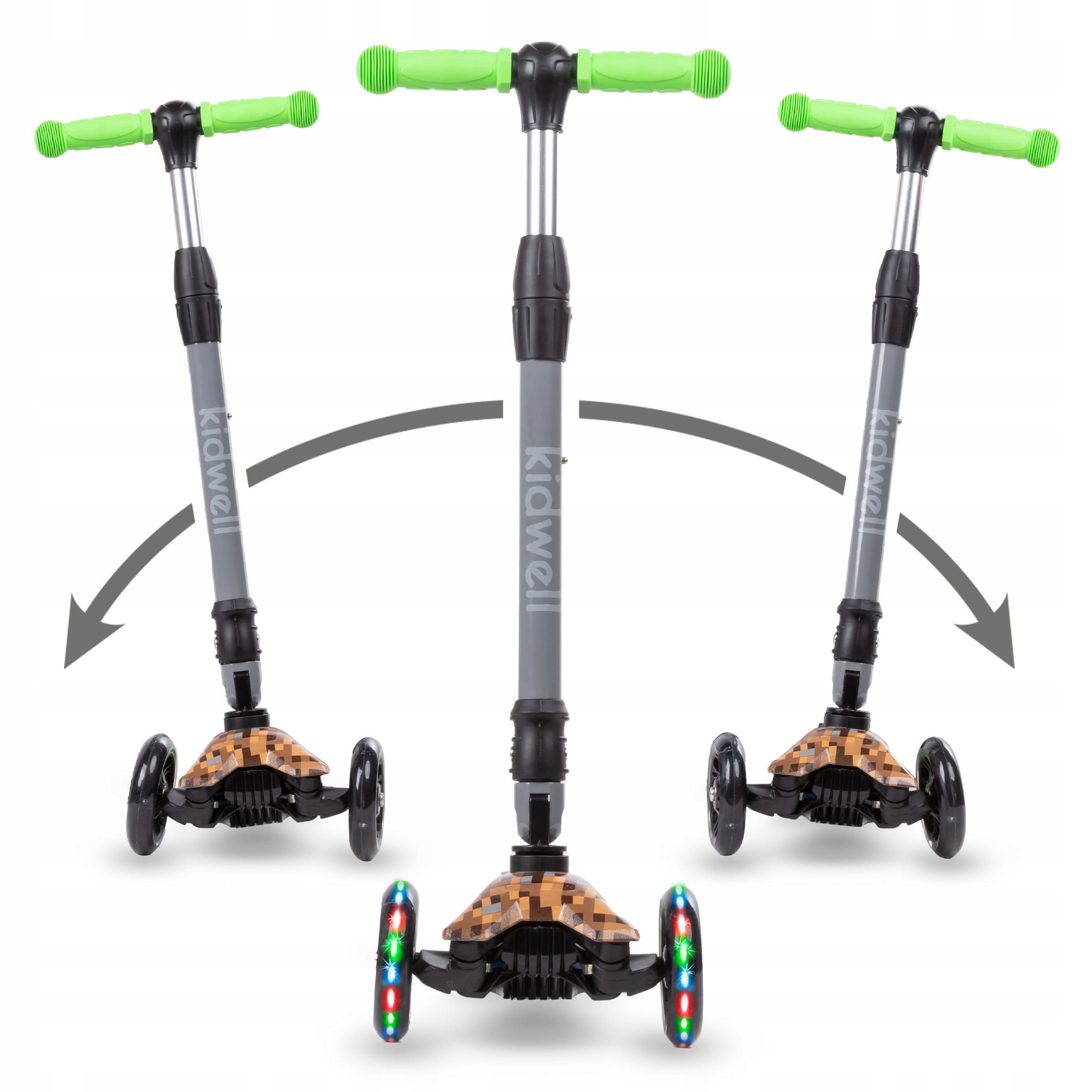 KIDWELL HULAJNOGA TRÓJKOŁOWA GAME EDITION KOŁA LED Długość podestu 32 cm