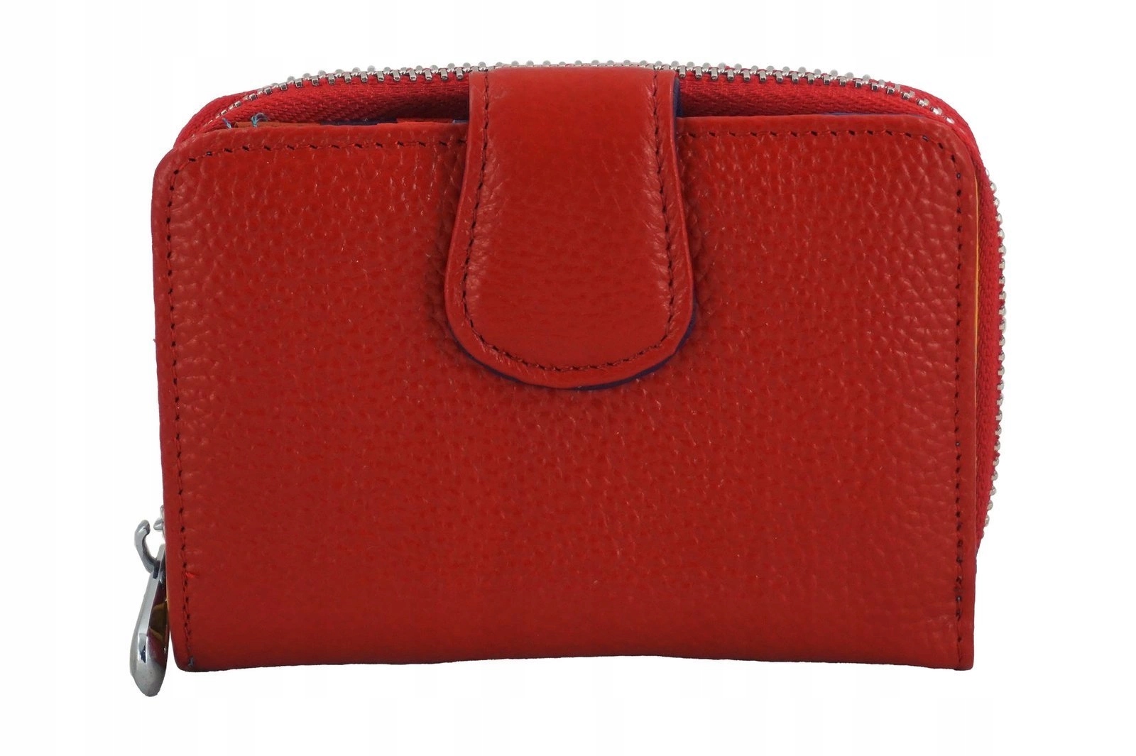 Peněženka z přírodní kůže s barevným středem červená