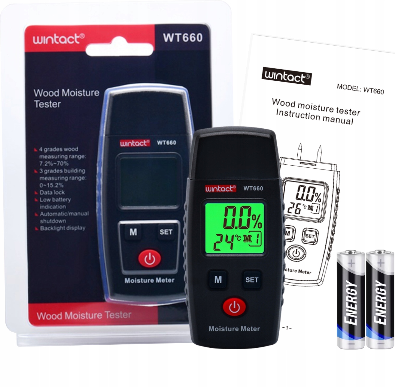 WILGOTNOŚCIOMIERZ DO DREWNA MIERNIK WILGOTNOŚĆ BETONU CEGŁY GIPSU TYNKU LCD EAN (GTIN) 5904013913294