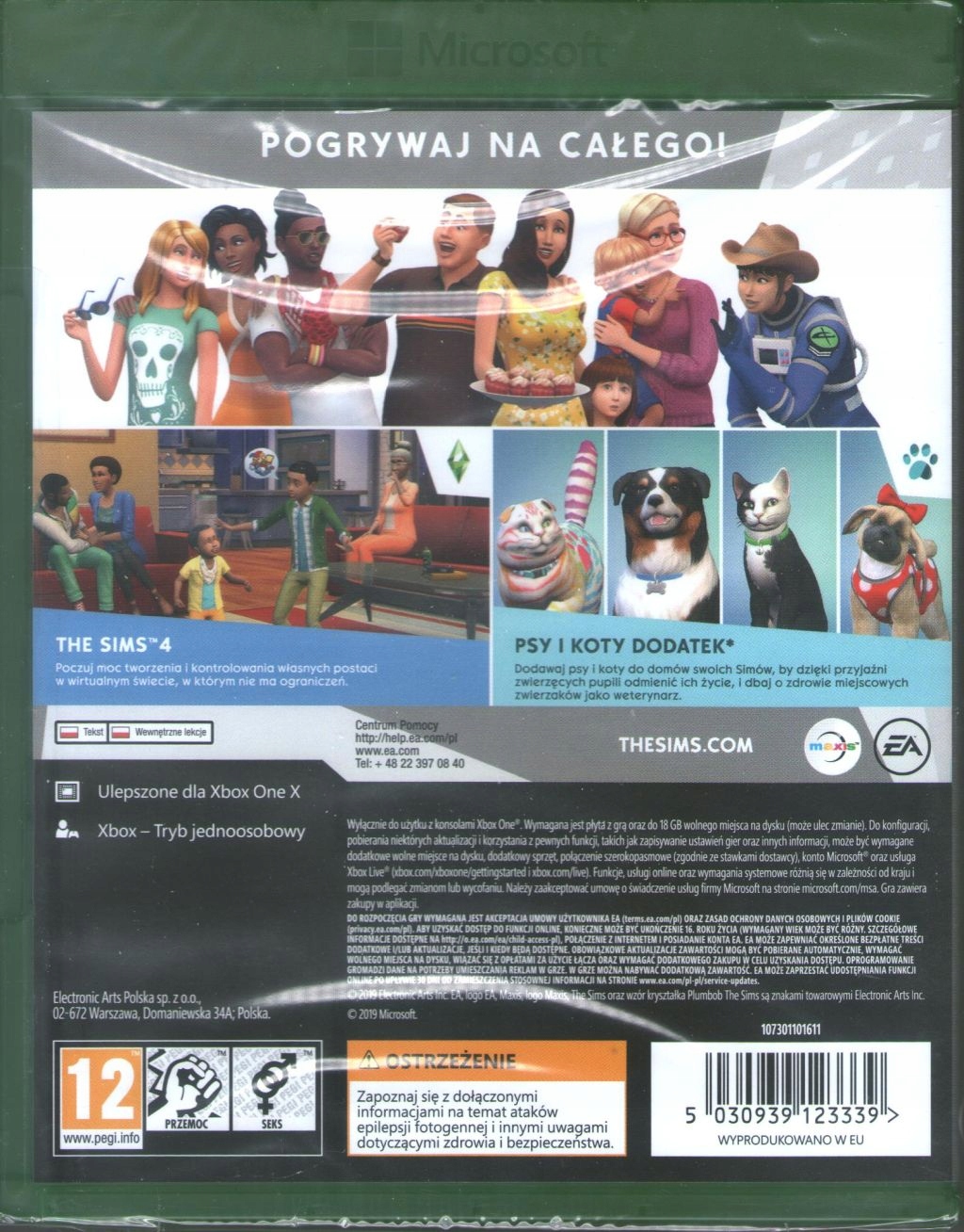 SIMS 4 PODSTAWA + PSY I KOTY - PL - nowa, folia! EAN (GTIN) 5030939123339