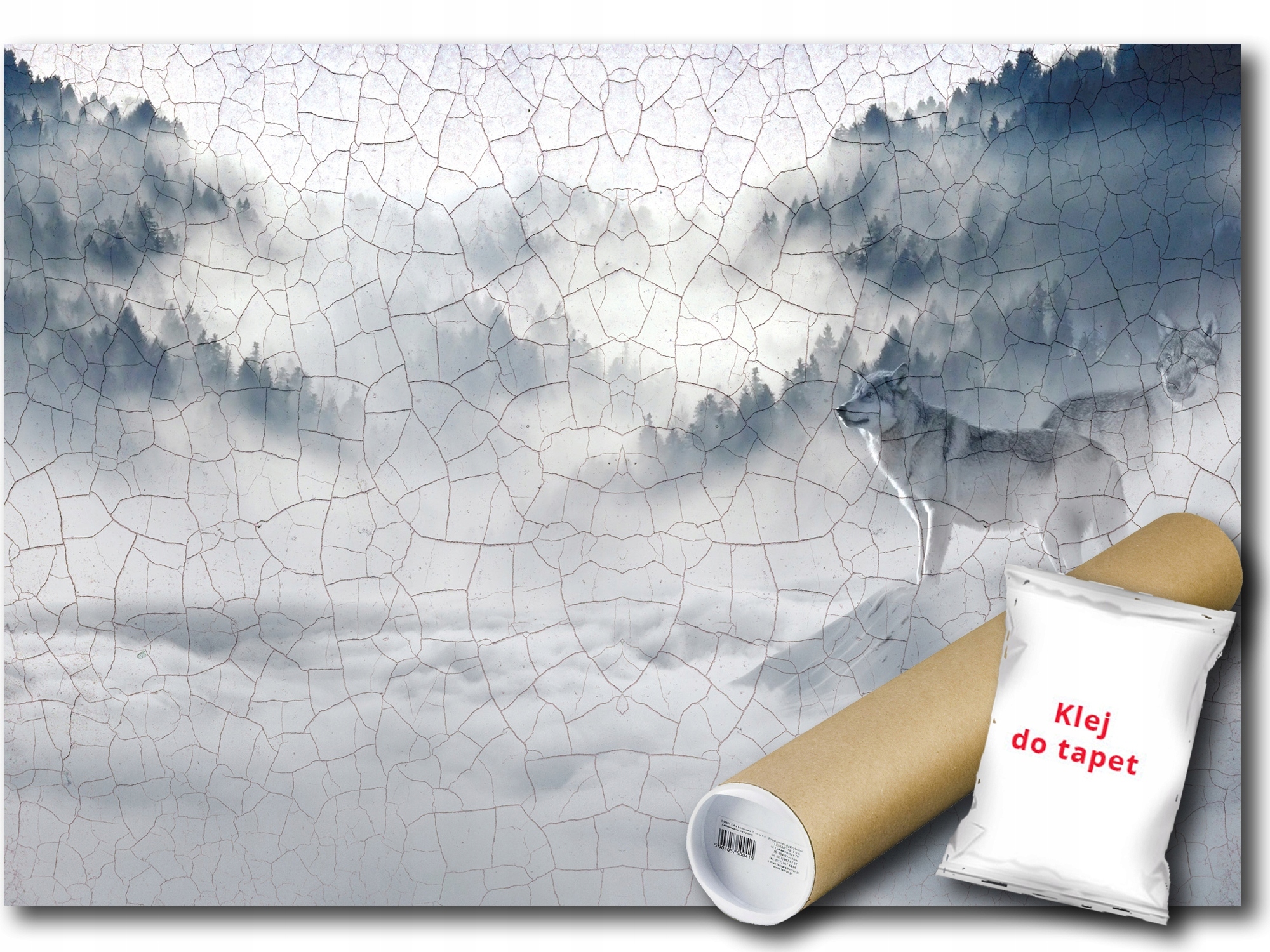 Vinylová Fototapeta Stěna Omítka Imitace Struktura Mlha Vlk Les 152x104