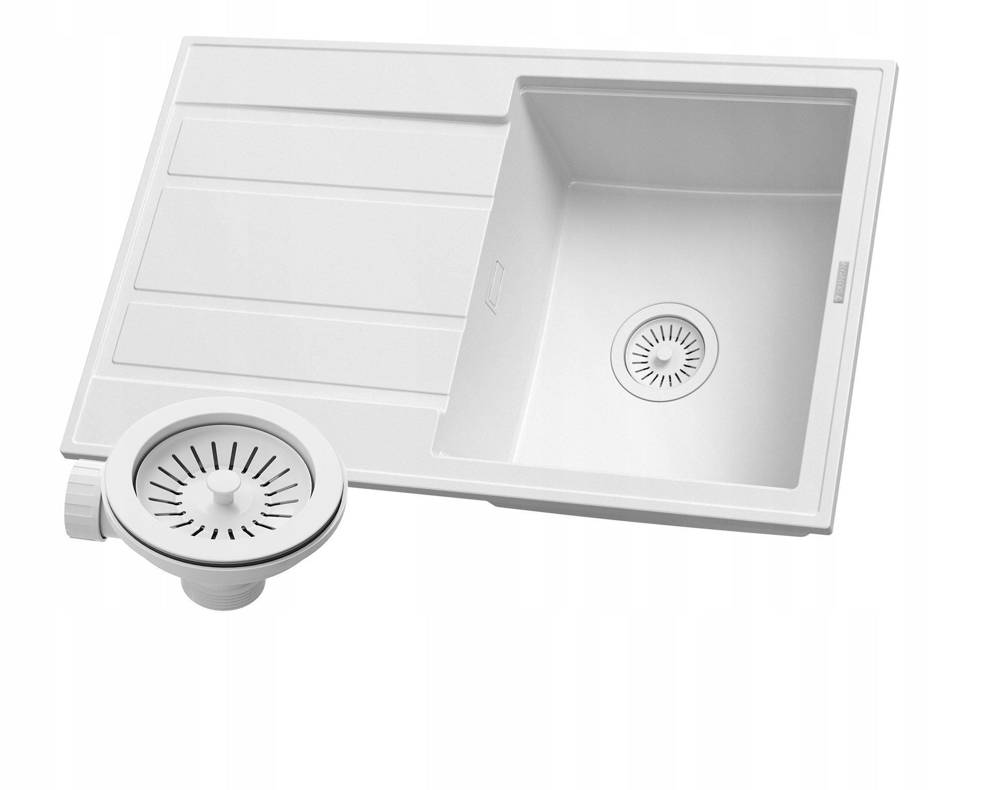 Granitový Drez, Biela Sada S Odkvapkávačom, Jednokomorový Sifón Timor