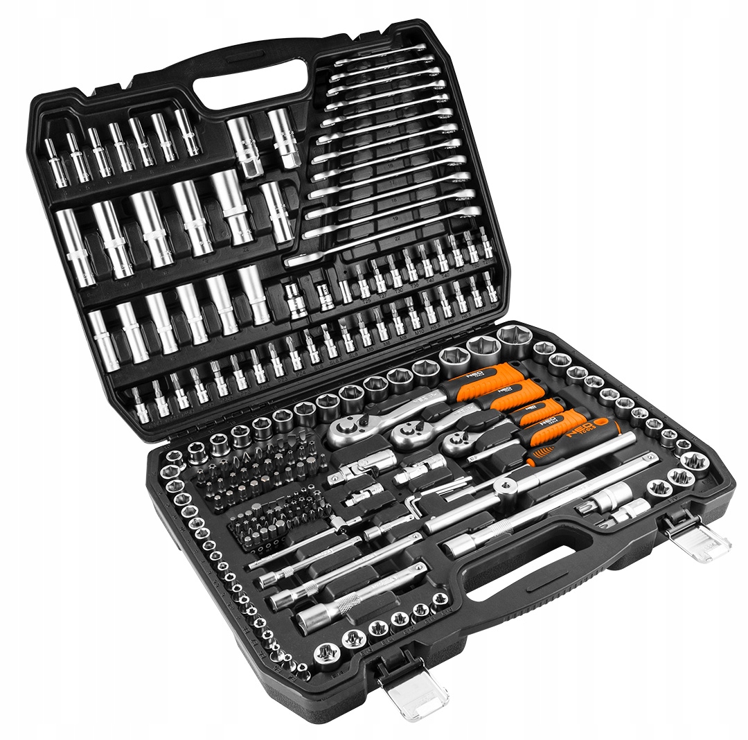 Neo Tools Klucze Nasadowe 216 elementów 1/2" 3/8" 1/4" Walizka Stal CrV