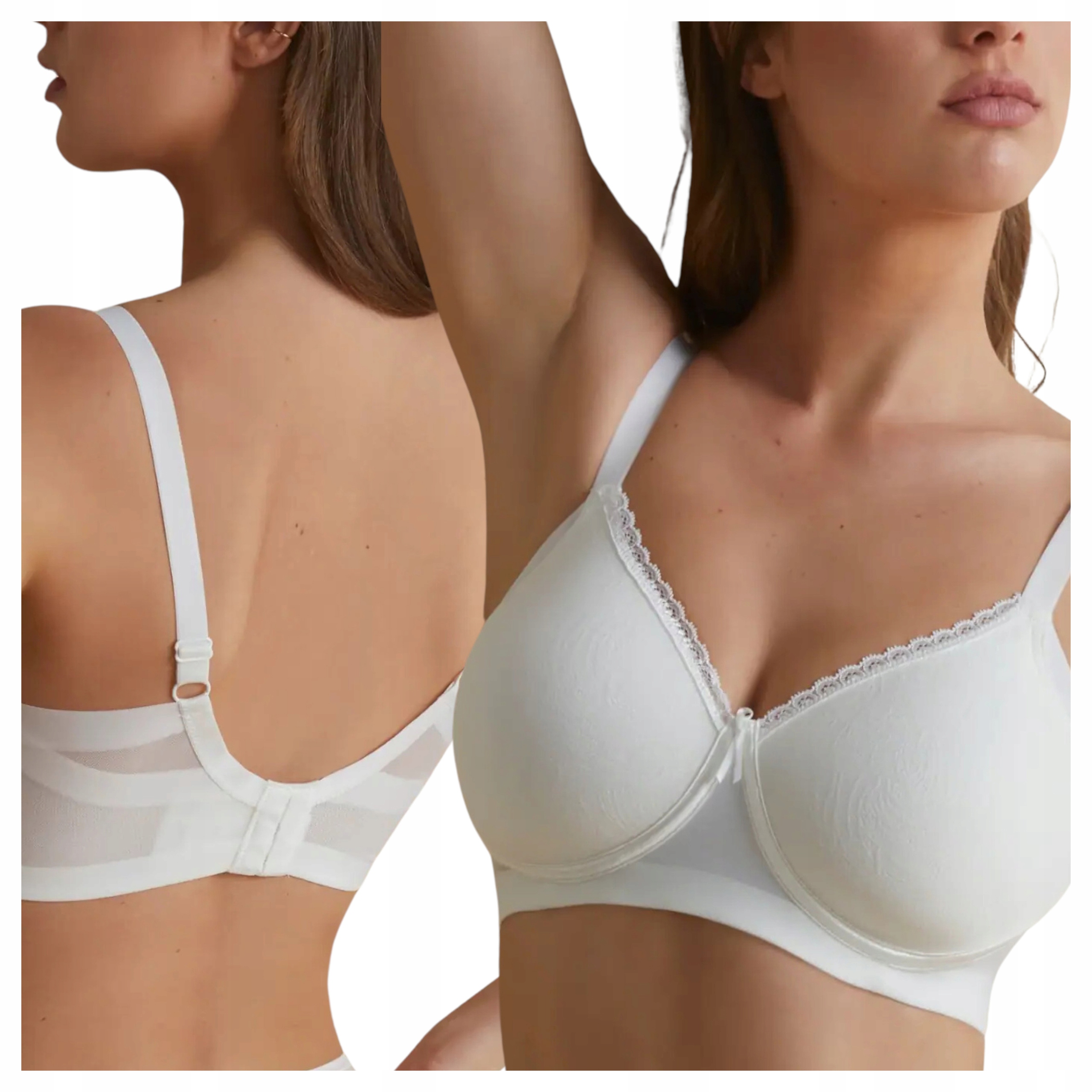 Vyztužená podprsenka hladká modelující podprsenka bez kostic, každodenní bílá, 95D