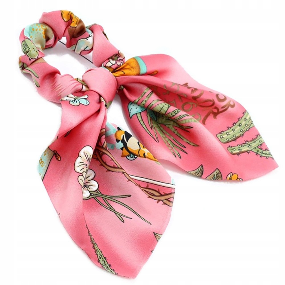 

Gumka Do Włosów scrunchies Różowa kokarda Frotka