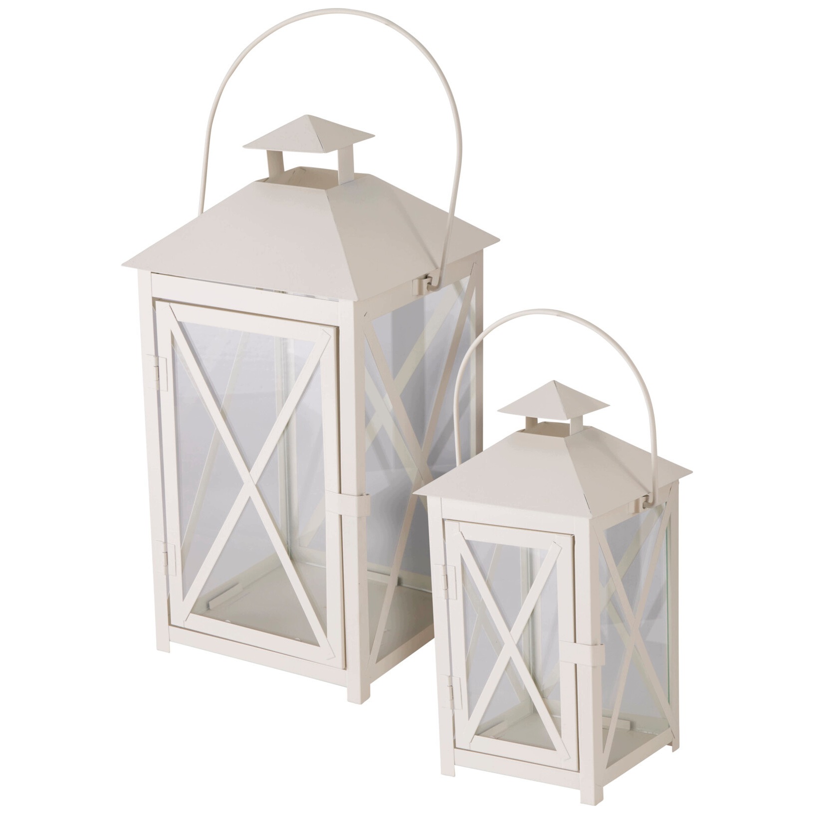 Lampion Dekoracyjny Latarnia Metalowa Zestaw 2 Szt Biały