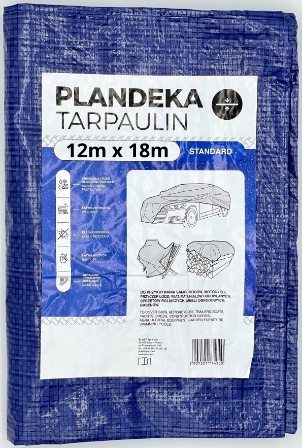 Voděodolná plachta 12x18 m Modrá Ochranná Plachta Zesílená