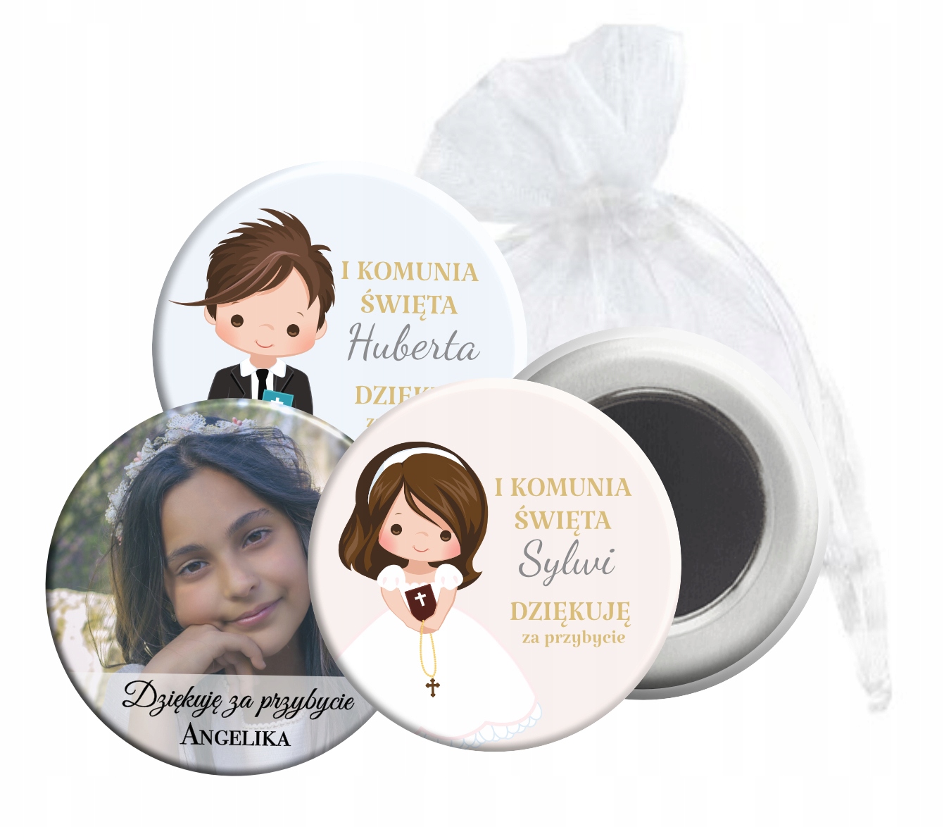 Podziękowanie dla Gości Komunia magnes woreczek