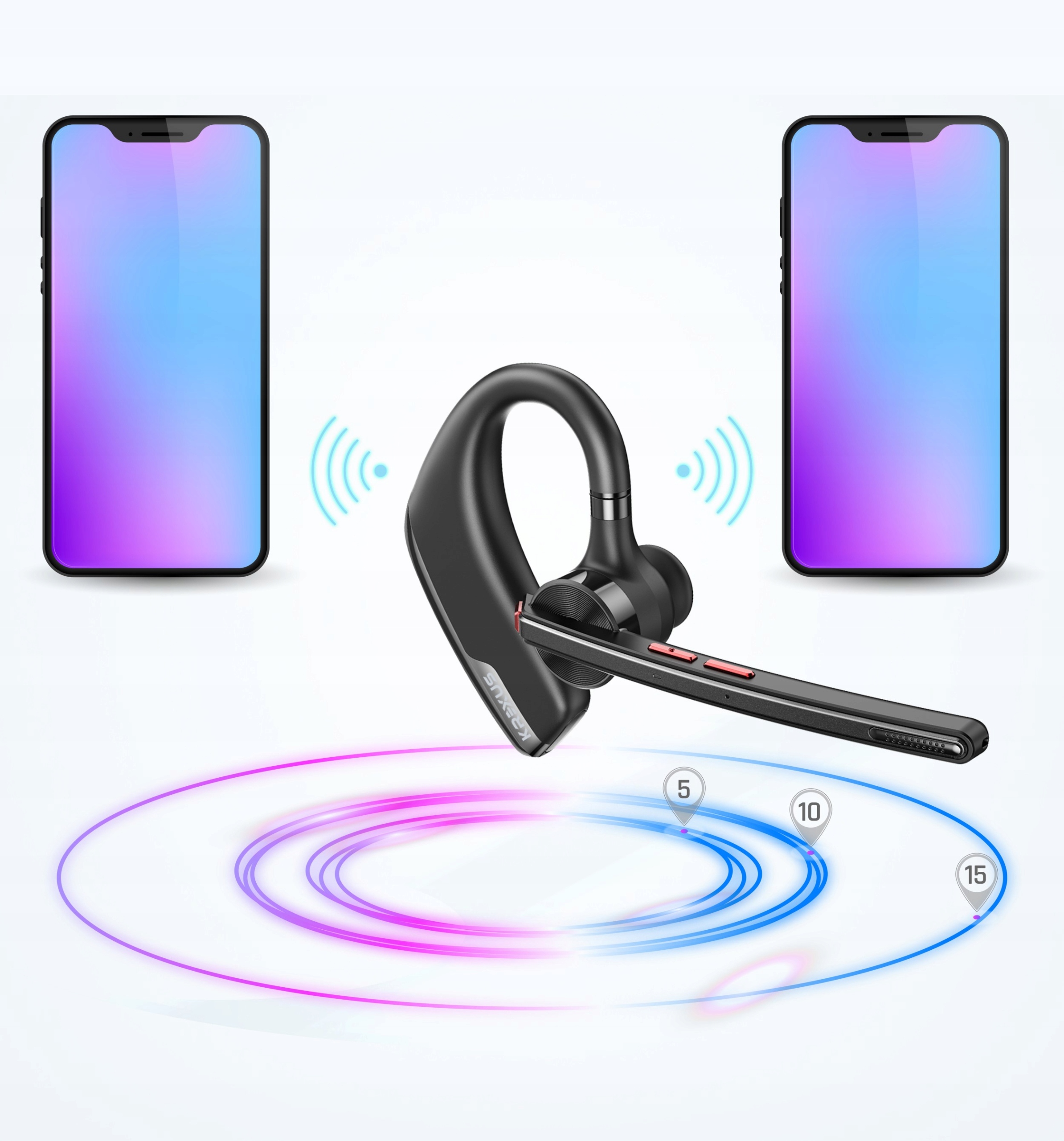 Słuchawka Bluetooth 5.2 PRO QCC Krexus CVC Dual-Mic HD Audio + Powerbank Informacje o bezpieczeństwie CE