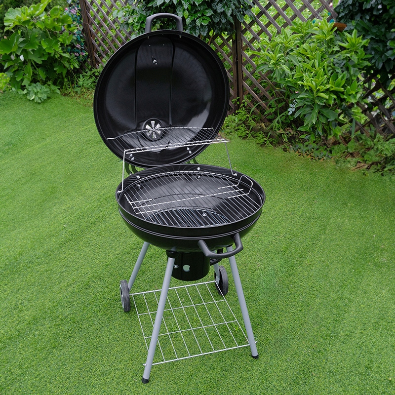 GRILL OGRODOWY WĘGLOWY Z POKRYWĄ OKRĄGŁY VL04 CZARNY Wysokość grilla 85 cm