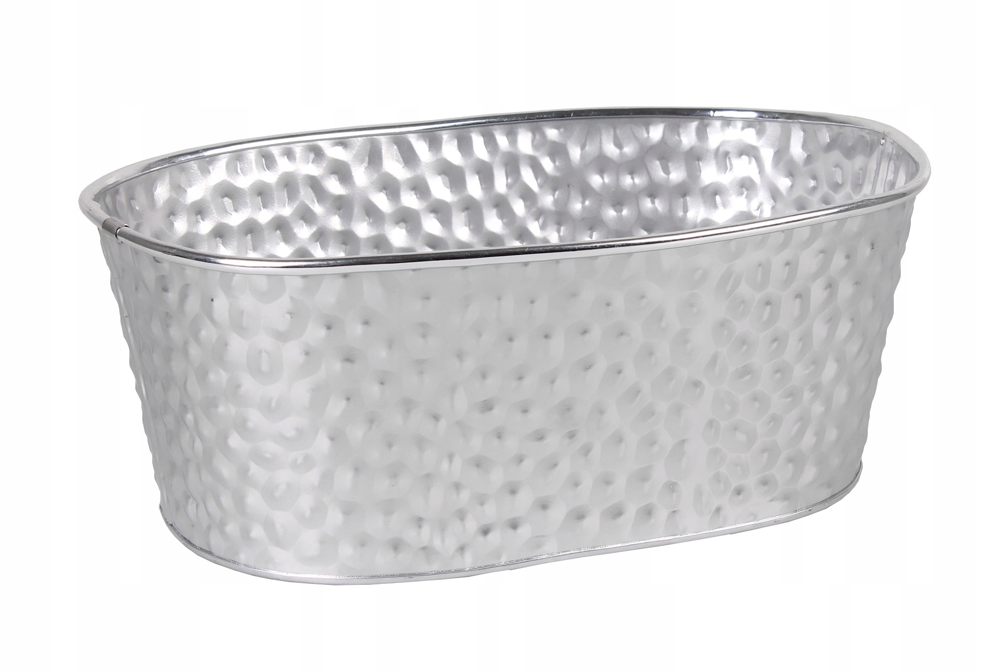 

Owalny Metalowy Koszyk Srebrny 30x20x12 cm