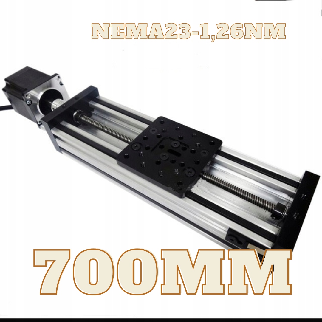 Lineární vedení Cnc lineárního vozíku 700 mm NEMA23-1,26Nm Stříbrný Rtr TR8x8