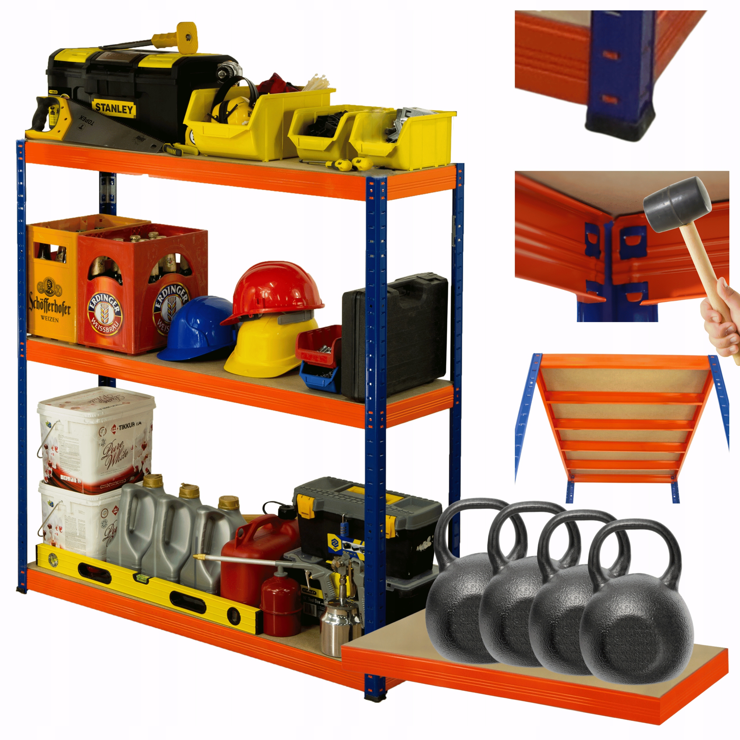 Skladovací regál garážový kovový stojan Helios 106x100x50 cm 3Px400 kg