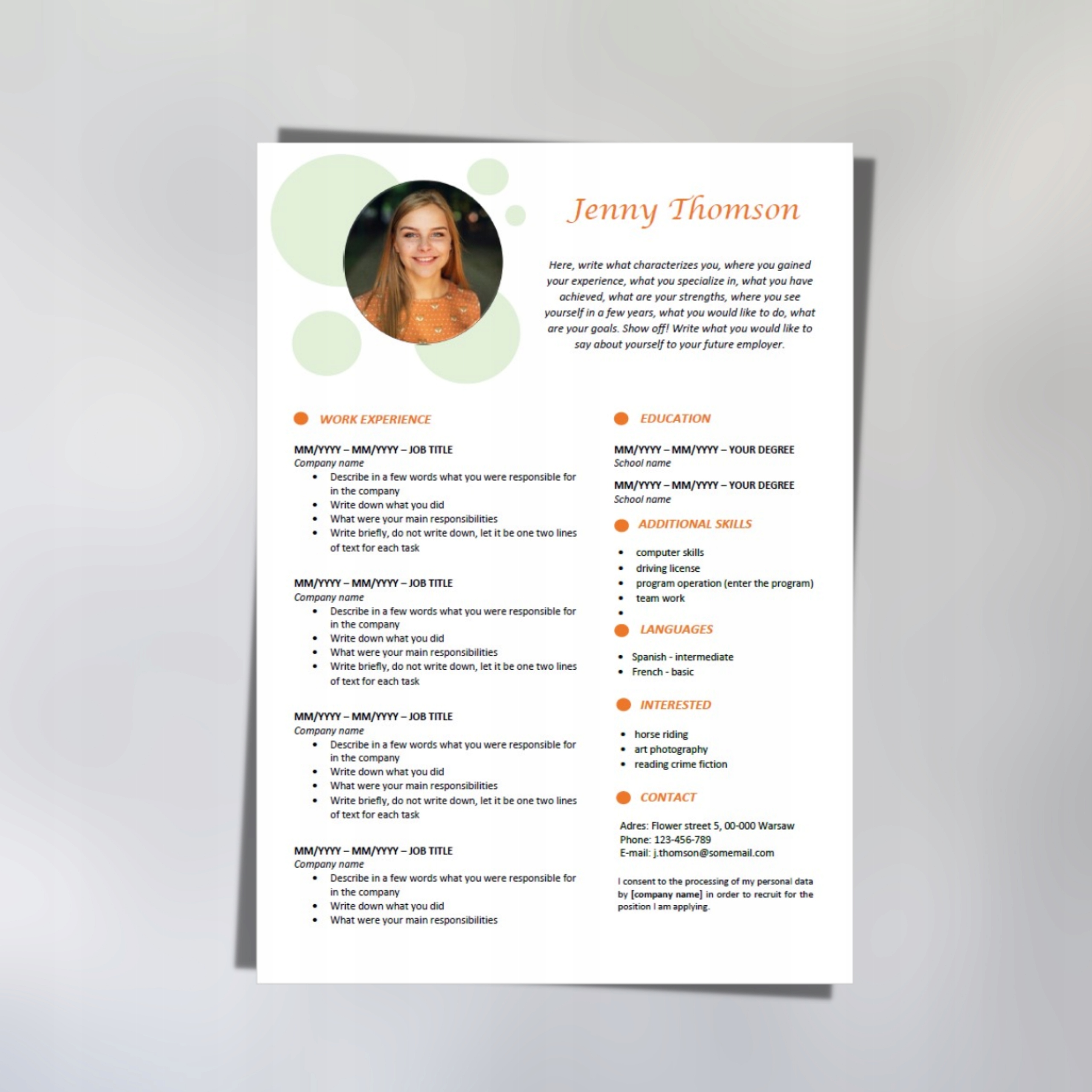 Edytowalny Szablon CV w MS Word ENG 2/22/CV Nazwa 2/22/CV ENG