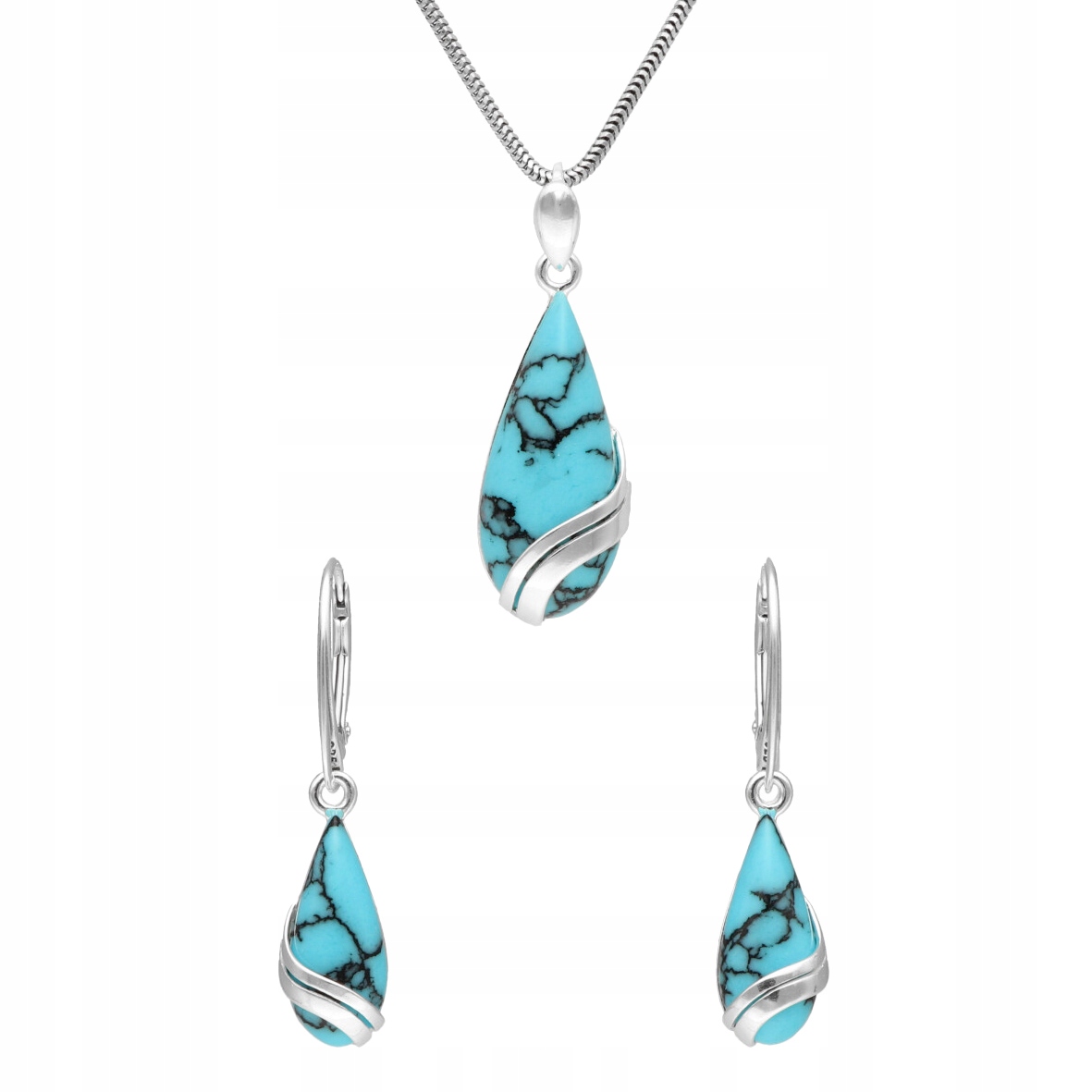 Souprava slziček s tyrkysem stříbro