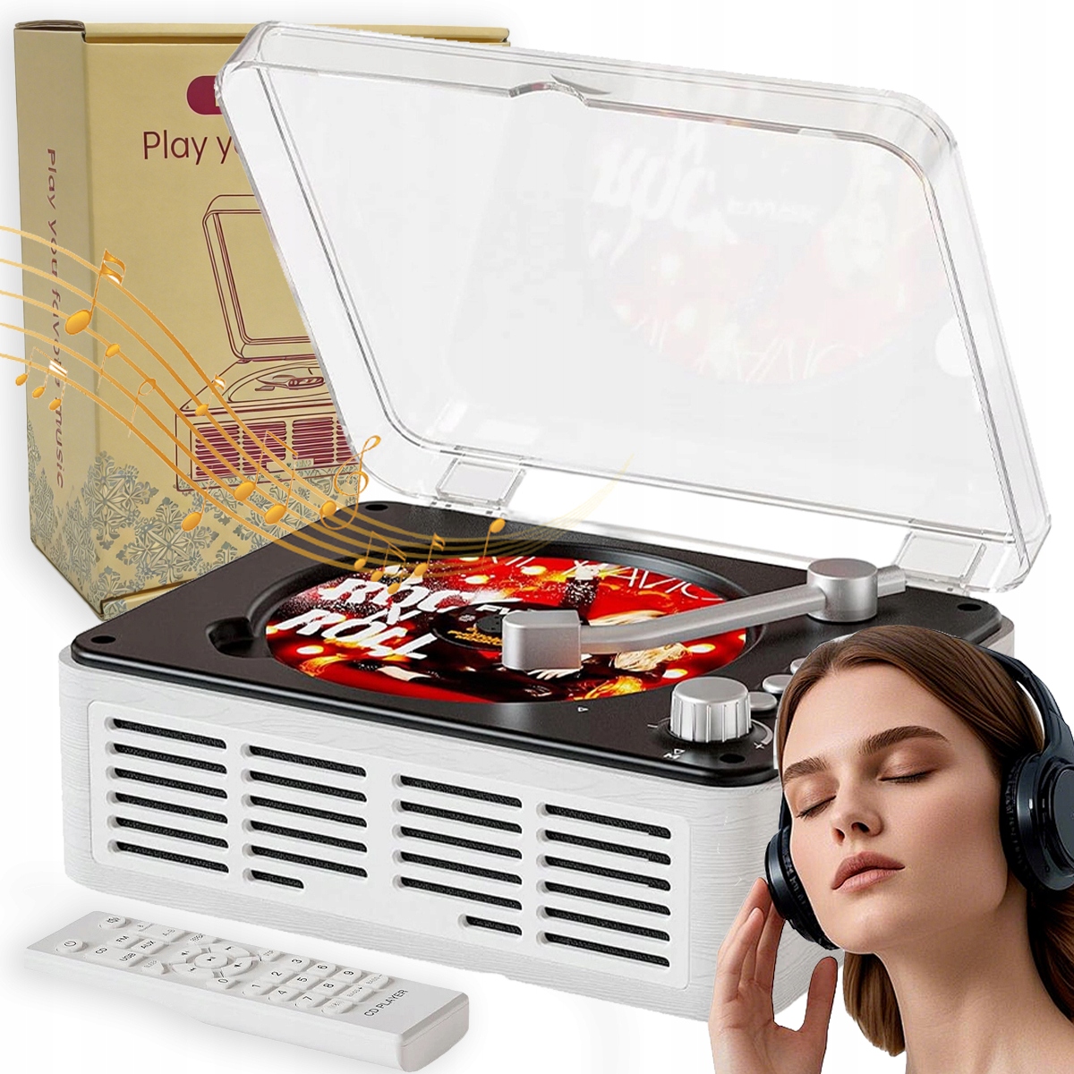 Retro Bluetooth CD Přehrávač Přenosné Fm Rádio Discman Reproduktory MP3