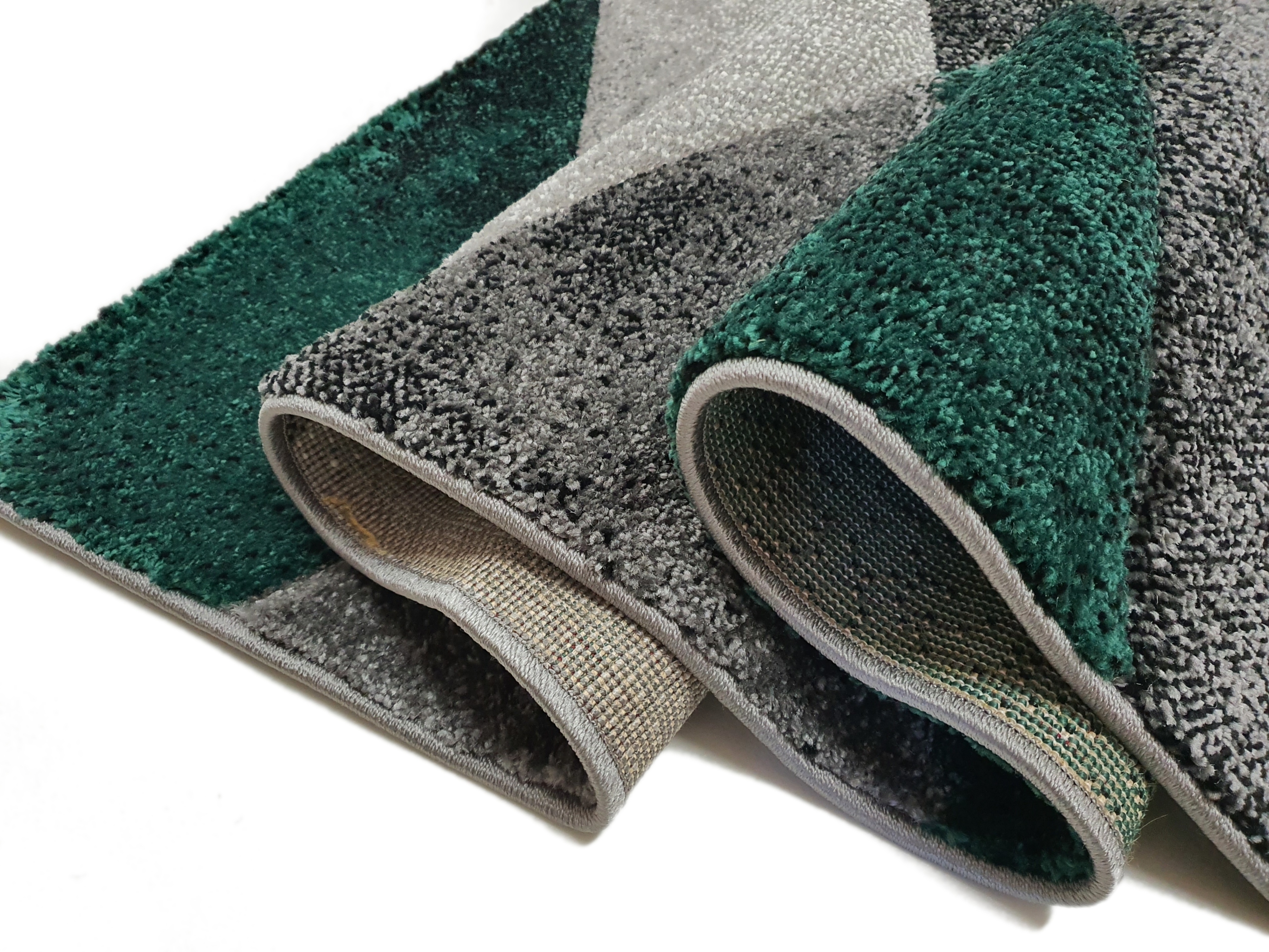 Dywan DIAMOND 3D geometria zielony szary 80x140 Grubość 14 mm