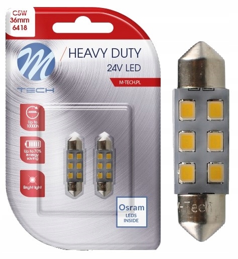 2x Żarówka C5W C10W 36mm Led Osram 24V 6xSMD biała