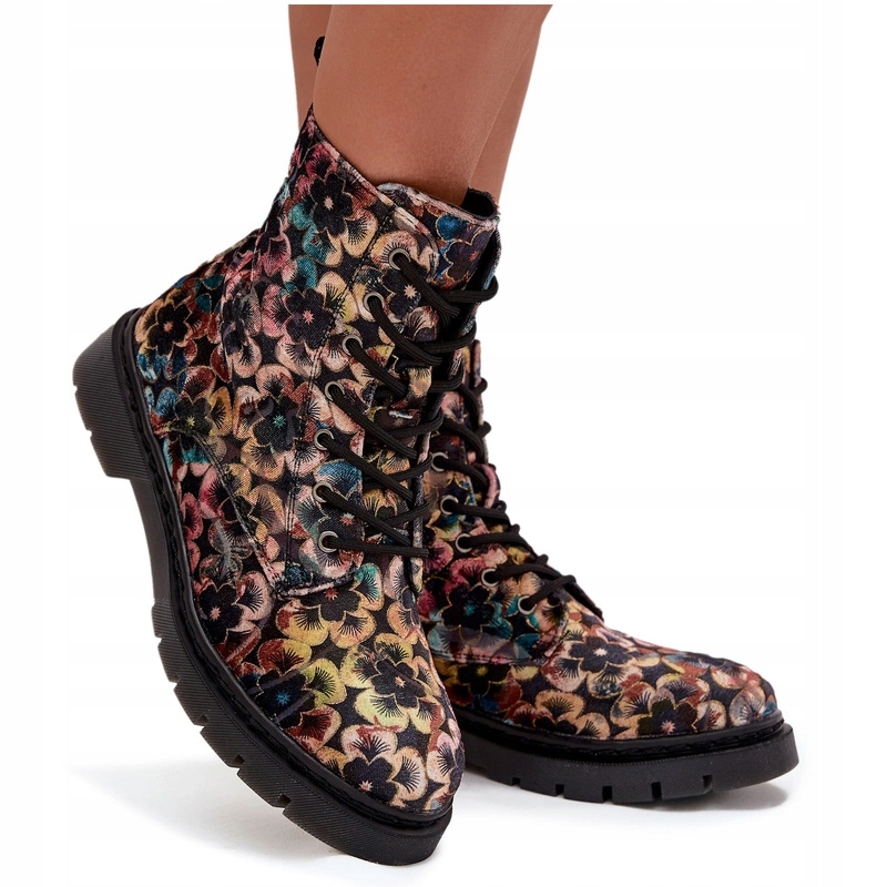 Dámské Kotníkové Boty Zateplené Květinami Na Zip Artiker 57C1050 Multicolor 36