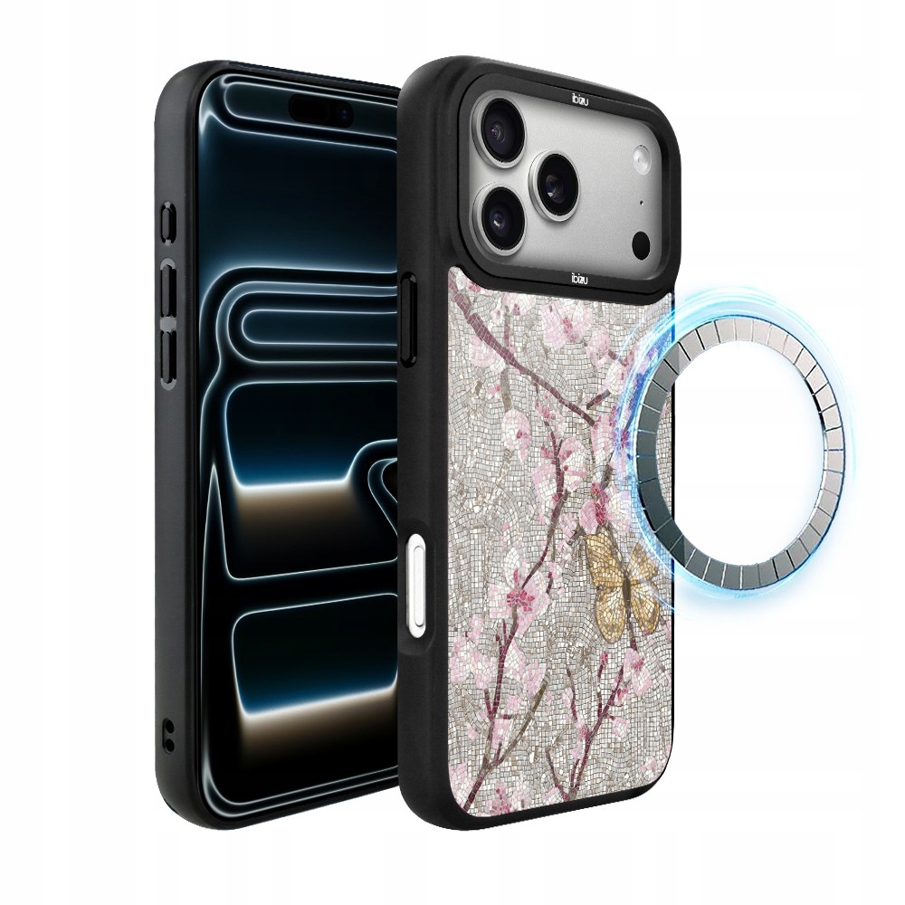 Etui do iPhone 17 Pro Ibizu DropGuard Matt z MagSafe, Mozaika wiśni