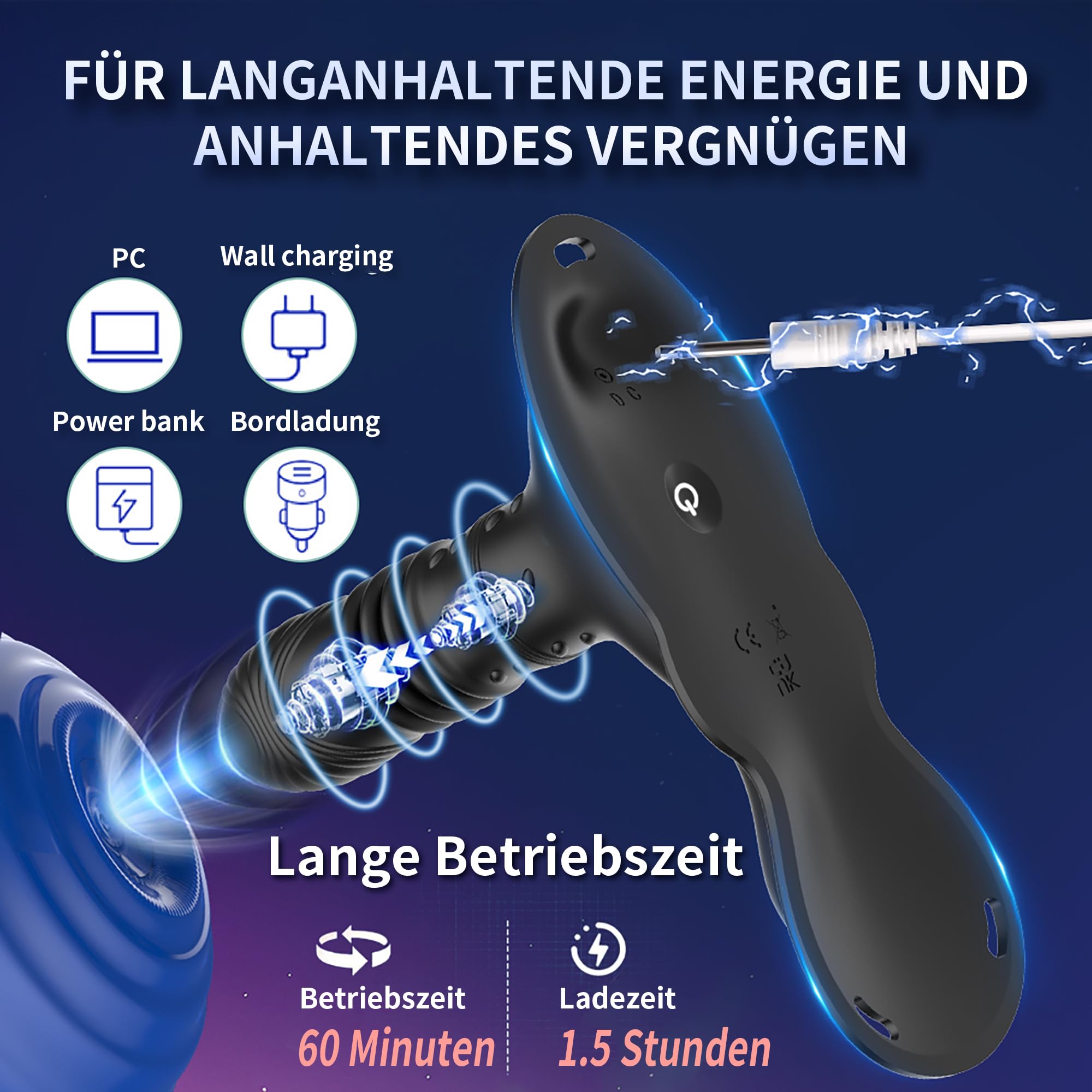 YCSLUST Wibrator Dla Mężczyzn Z Funkcją Pchnięcia 9 Trybów Wibracji — miniatura 4