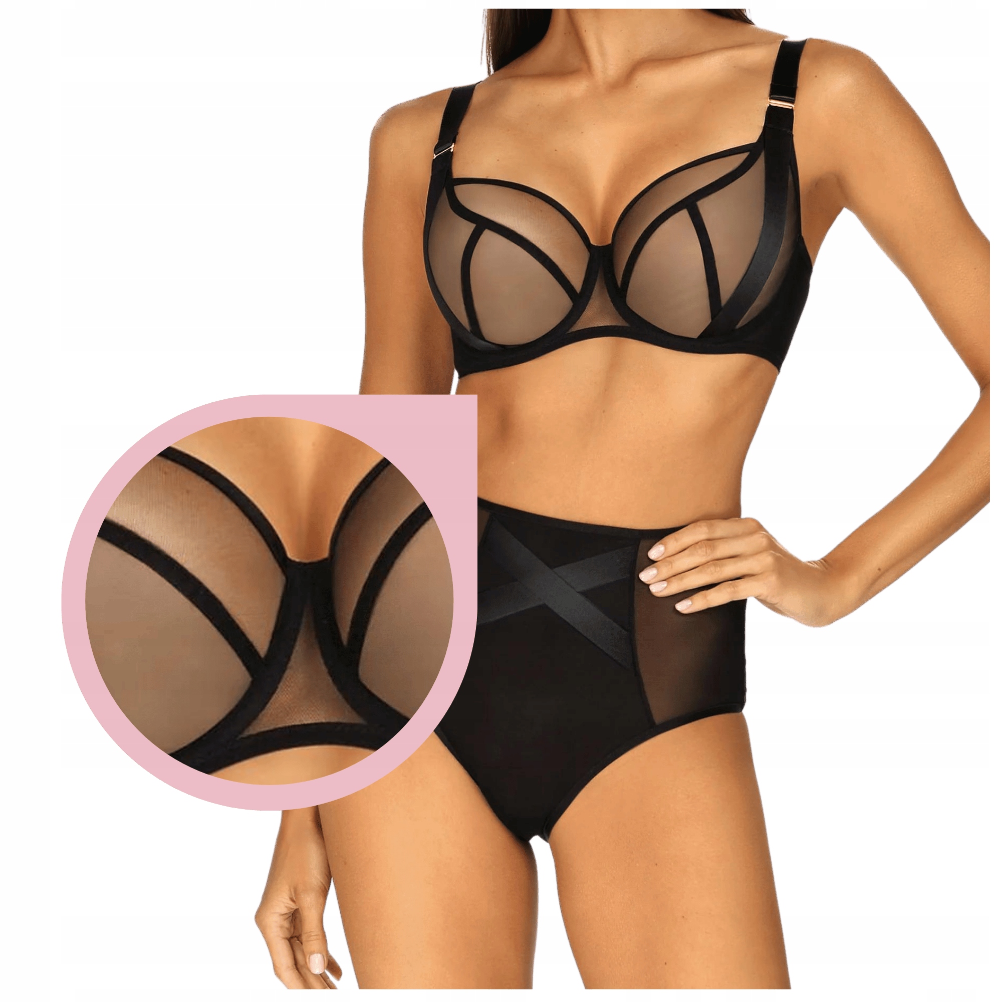 Ewa Bień Pryma B161 měkká podprsenka soft smyslná transparentní černá 80B