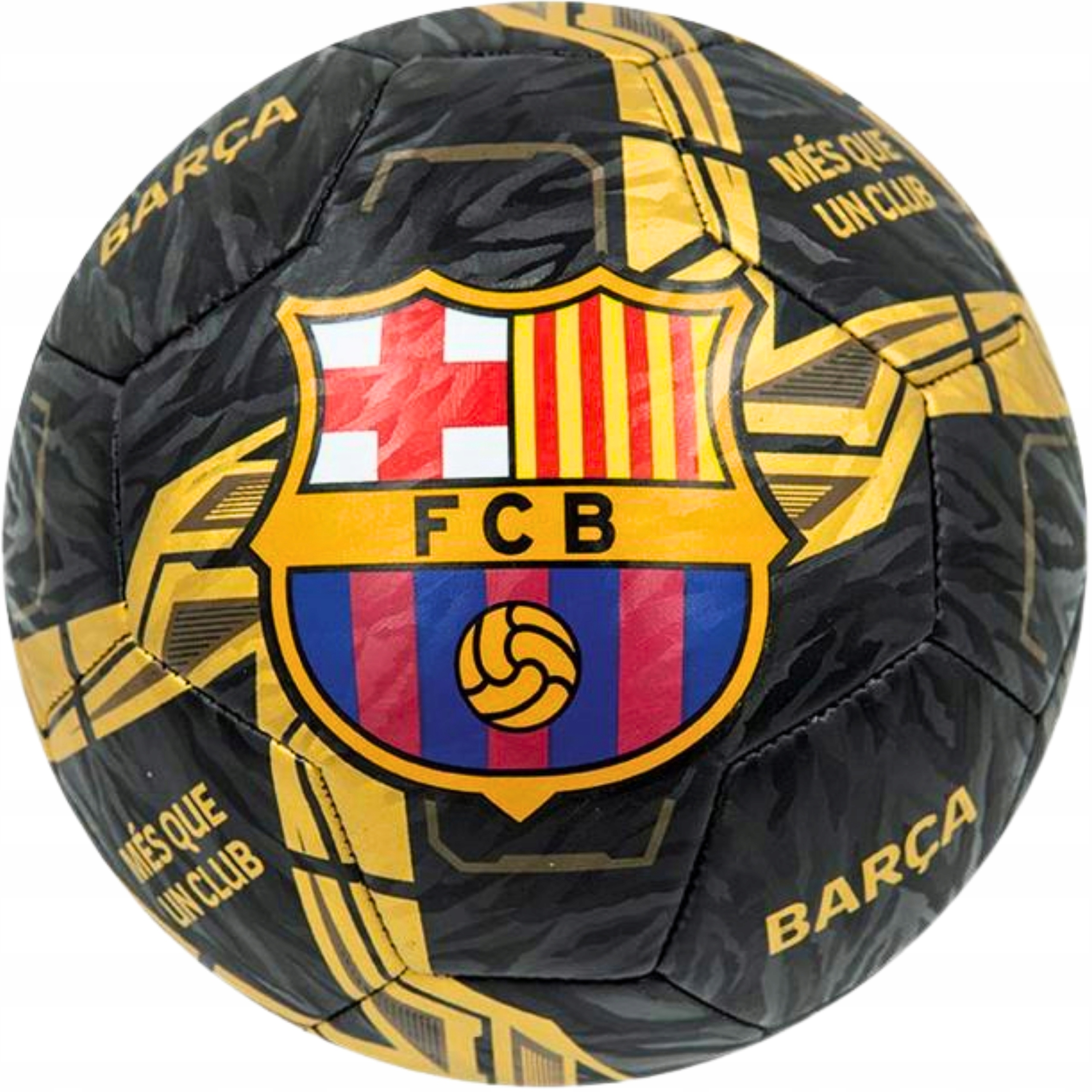 Piłka Nożna Fc Barcelona R5 Mocna Treningowa Czarna Złota