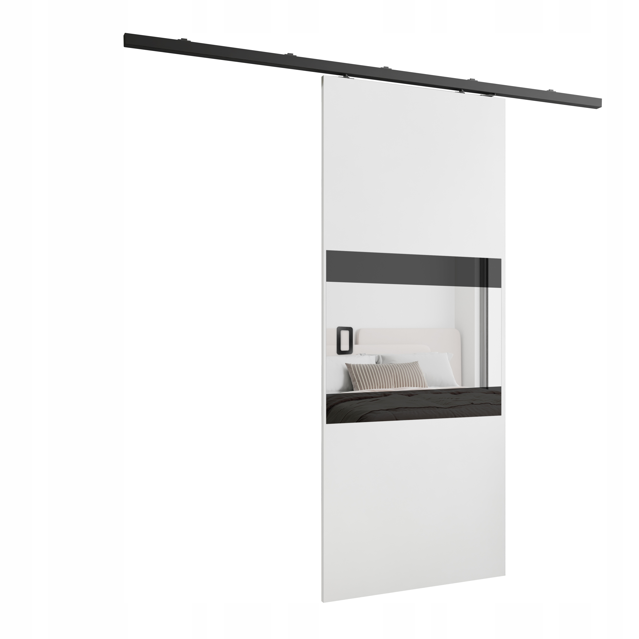 Posuvné nástěnné dveře HS-45 Dori 80 bílé zrcadlo