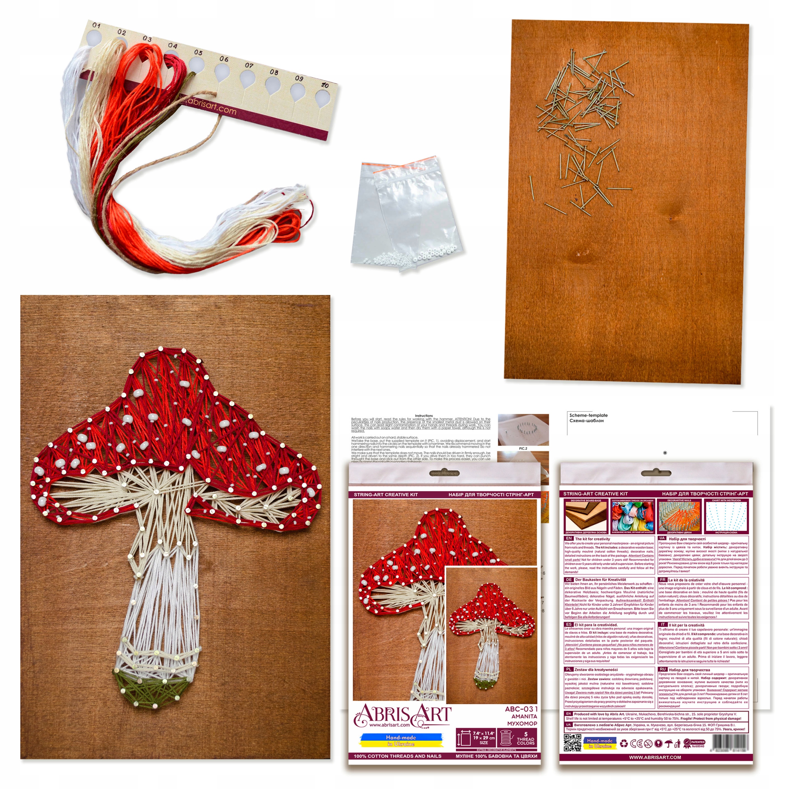 Sada pro vyšívání křížem 170x170 mm Plátno Canvas Needle Mulin Mushroom