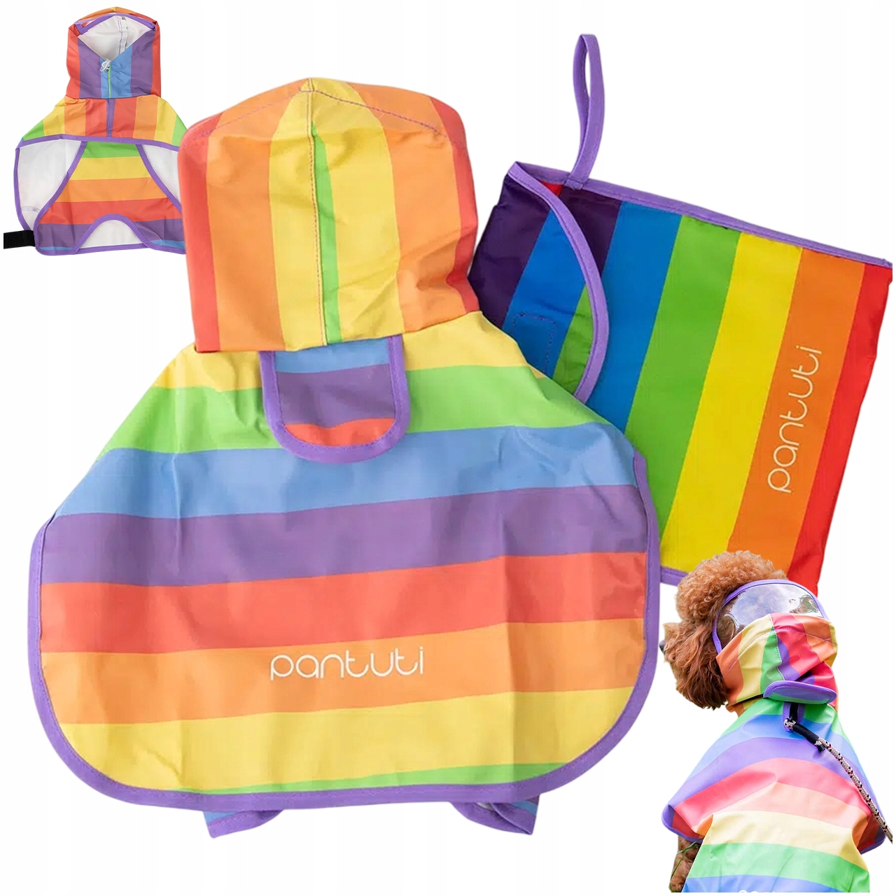 Levně Pláštěnka Pro Psa XL Voděodolná, Pohodlná, Aurora Duhová