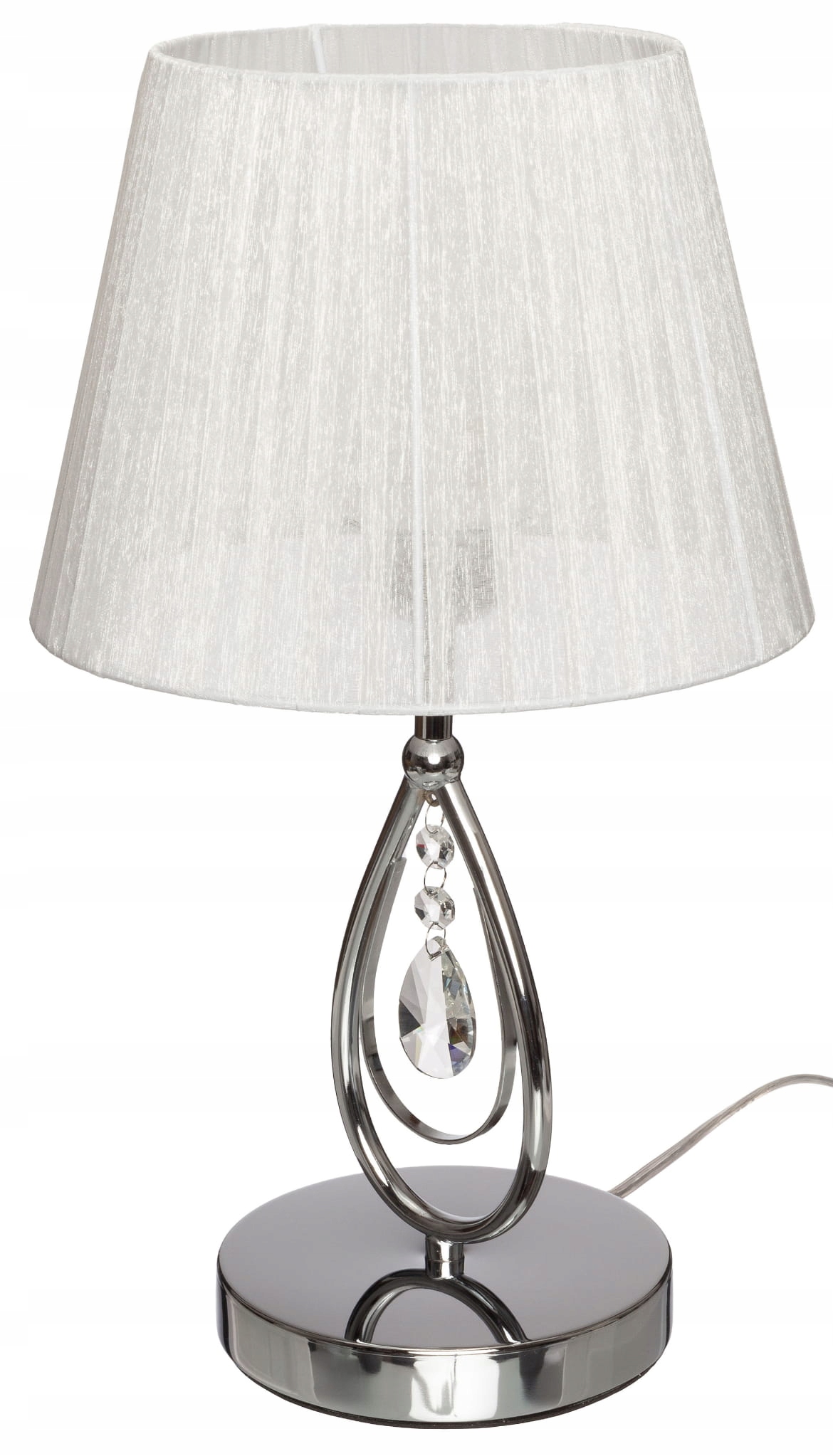 Lampka stołowa chromowana z białym plisowanym abażurem Wenecja