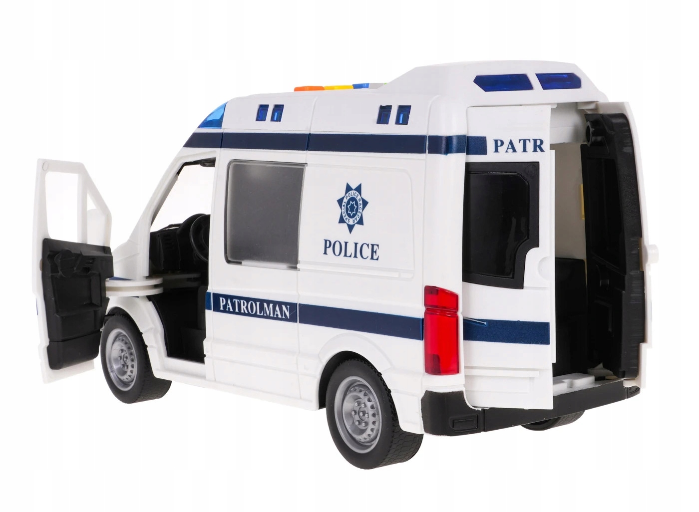 POLICJA RADIOWÓZ NA BATERIE ŚWIATŁO DŹWIĘK KOGUTY Model City Service
