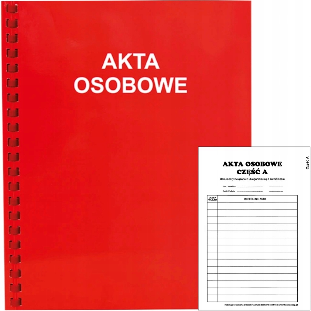 

Akta osobowe B/w Konfex niezadrukowane czerwone
