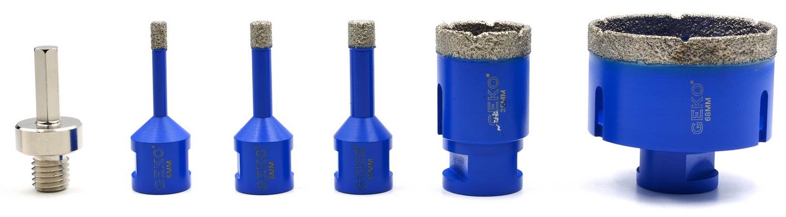 Zestaw otwornic diamentowych 6-68mm do gresu Seria G65100