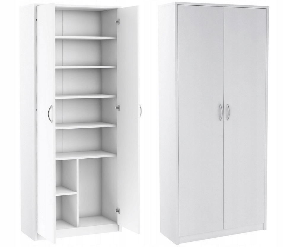 Regał Simple R4, zamykany, szafa, półki, Biały