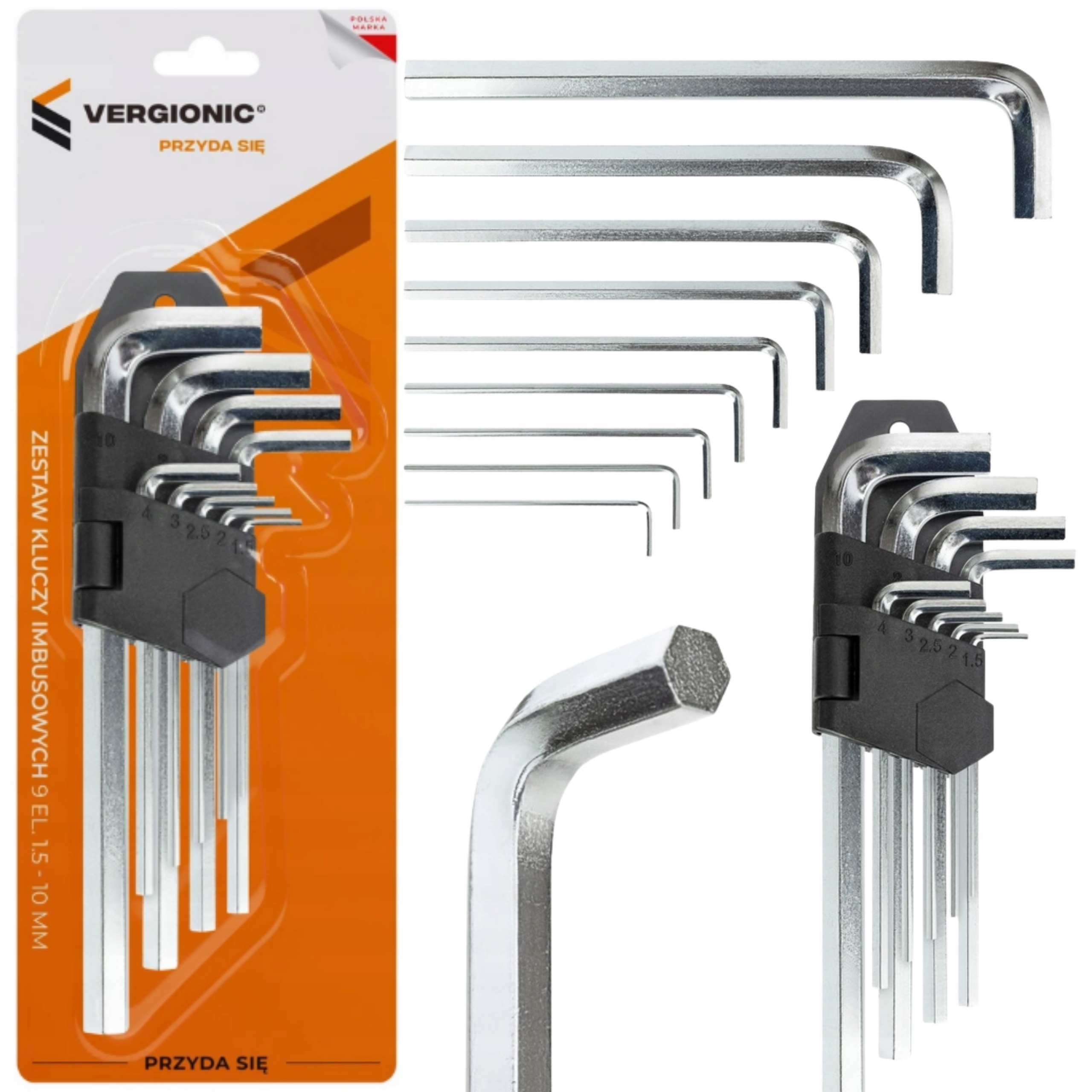 Klucze Imbusowe Hex Cr-v Od 1,5 -10MM Komplet Imbusy 9 Szt.