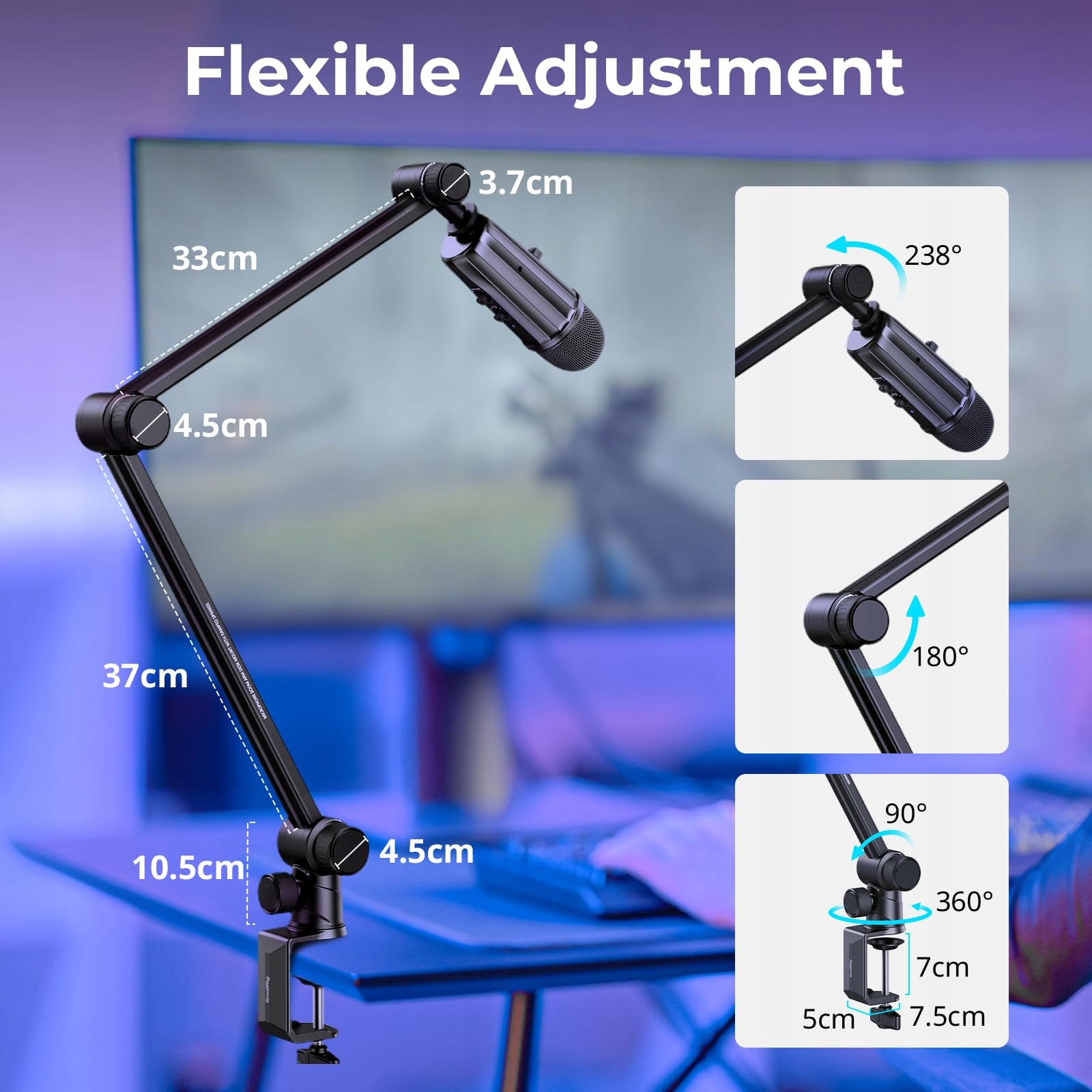 SMALLRIG Mikrofonowy Statyw 360° z Hydrauliką do Podcastów i Streamingu — miniatura 2