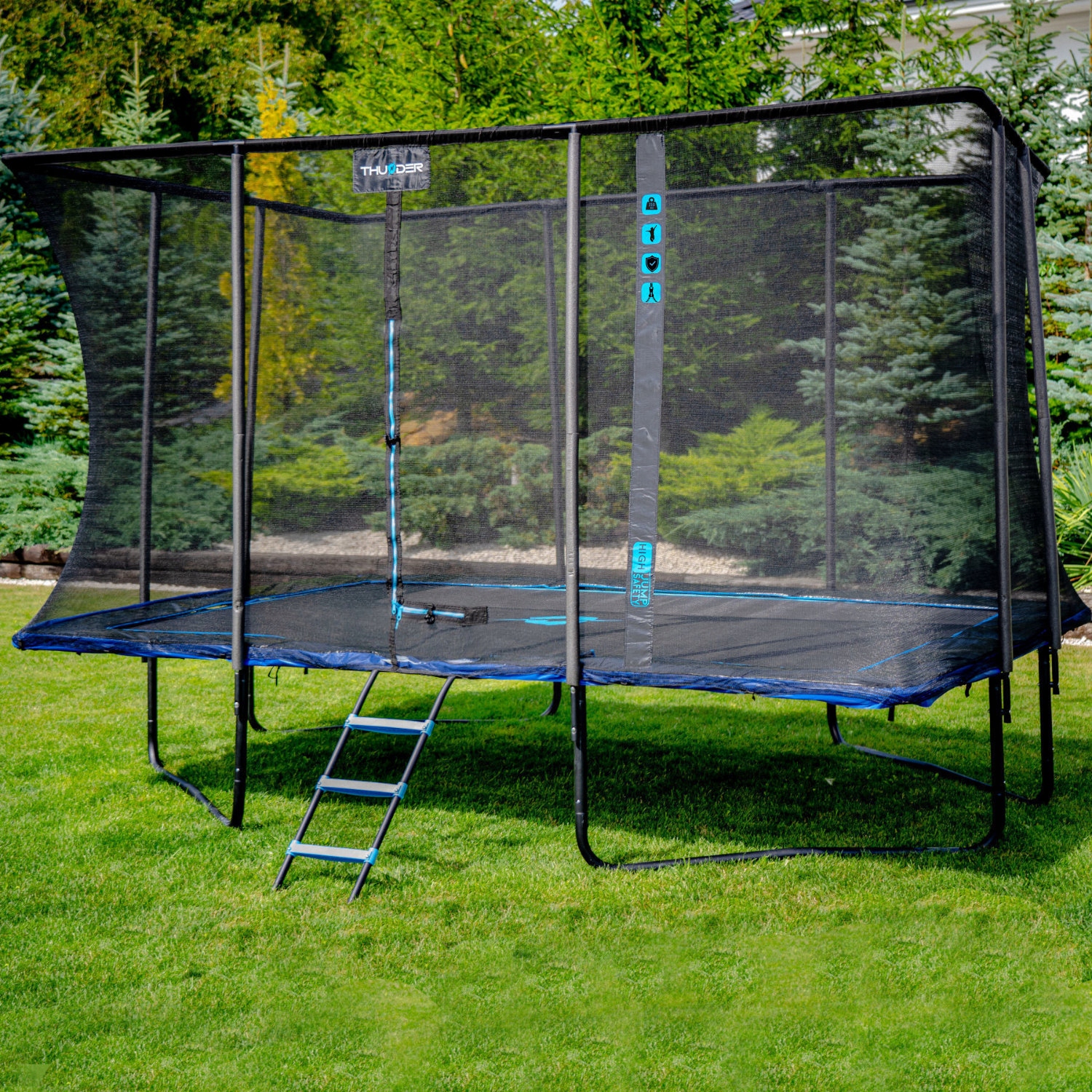 MOCNA TRAMPOLINA OGRODOWA 10*14FT BEZPIECZNA DLA DZIECI THUNDER MARKOWA Kod producenta OUTSIDE-PHENOM-10FTX14FT-BLUE