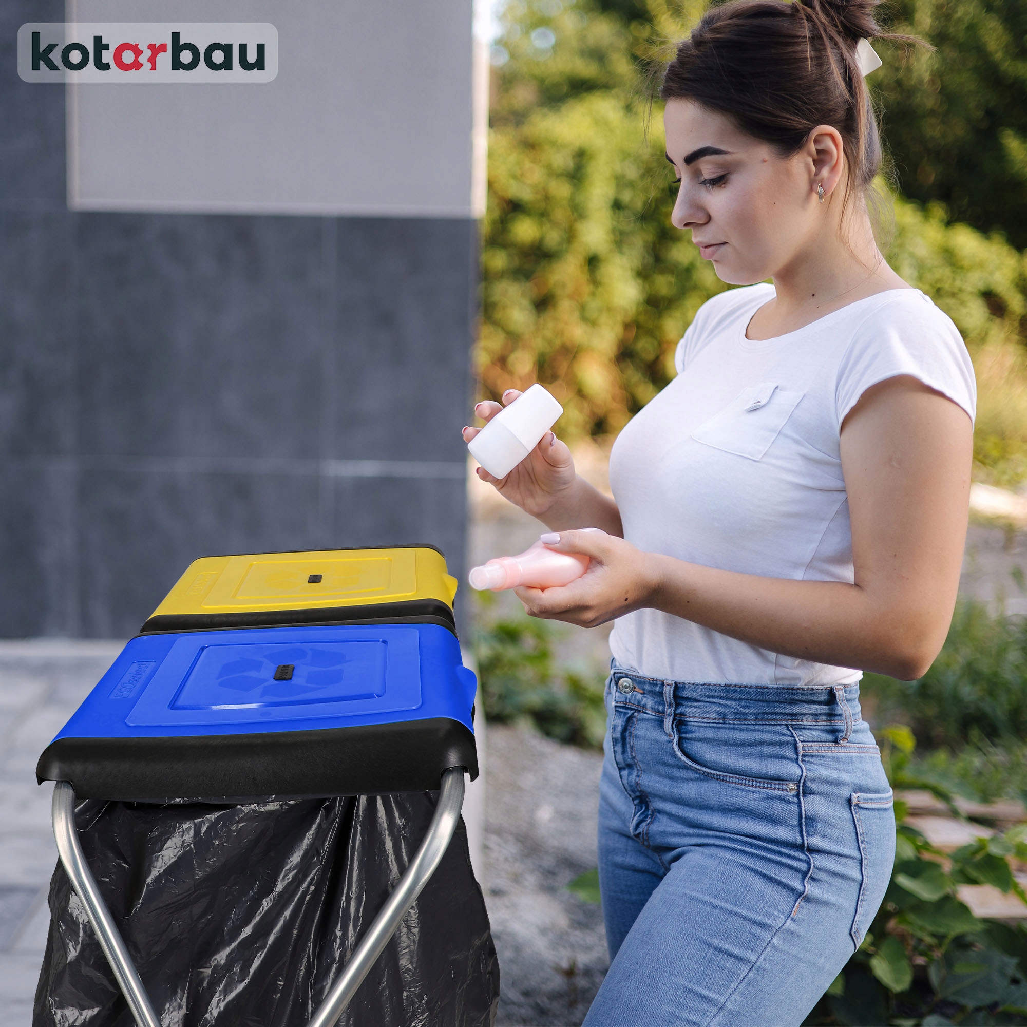 STELAŻ 2x120 L STOJAK KOSZ NA 2 WORKI DO SEGREGACJI ŚMIECI ODPADÓW KOLORY Kod producenta P471