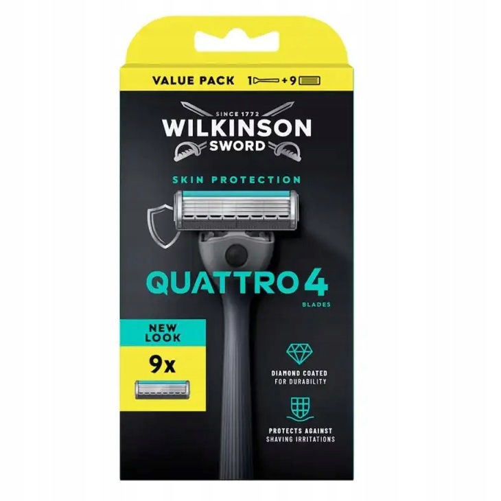Wilkinson Quattro 4 Skin holicí strojek se 4 břity a 9 náplněmi