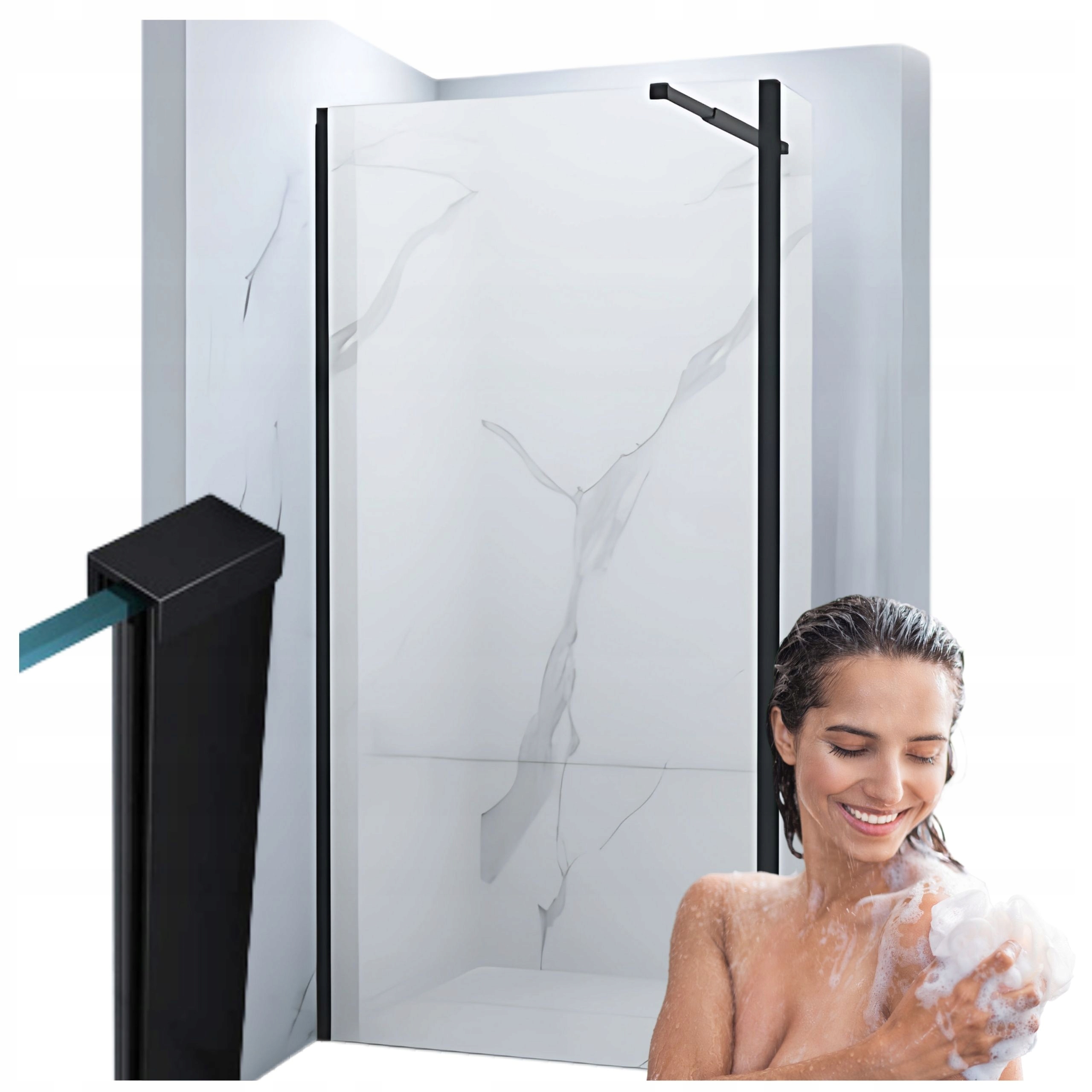 Sprchová Stěna Walk-in 2-DÍLNÁ 90x50x200 Transparent Černá