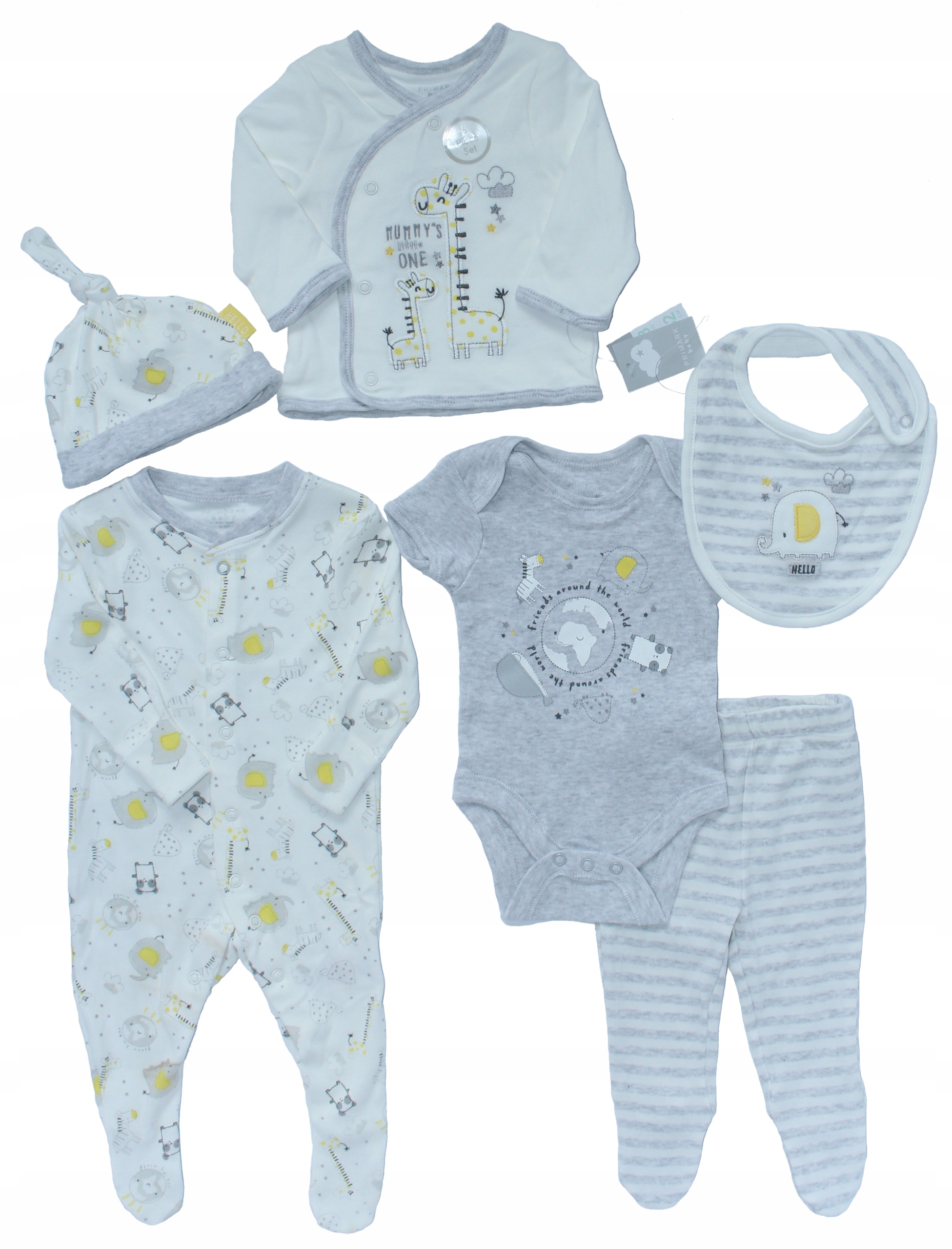 

Primark komplet 56-62 0-3 wyprawka 6pak pajac body