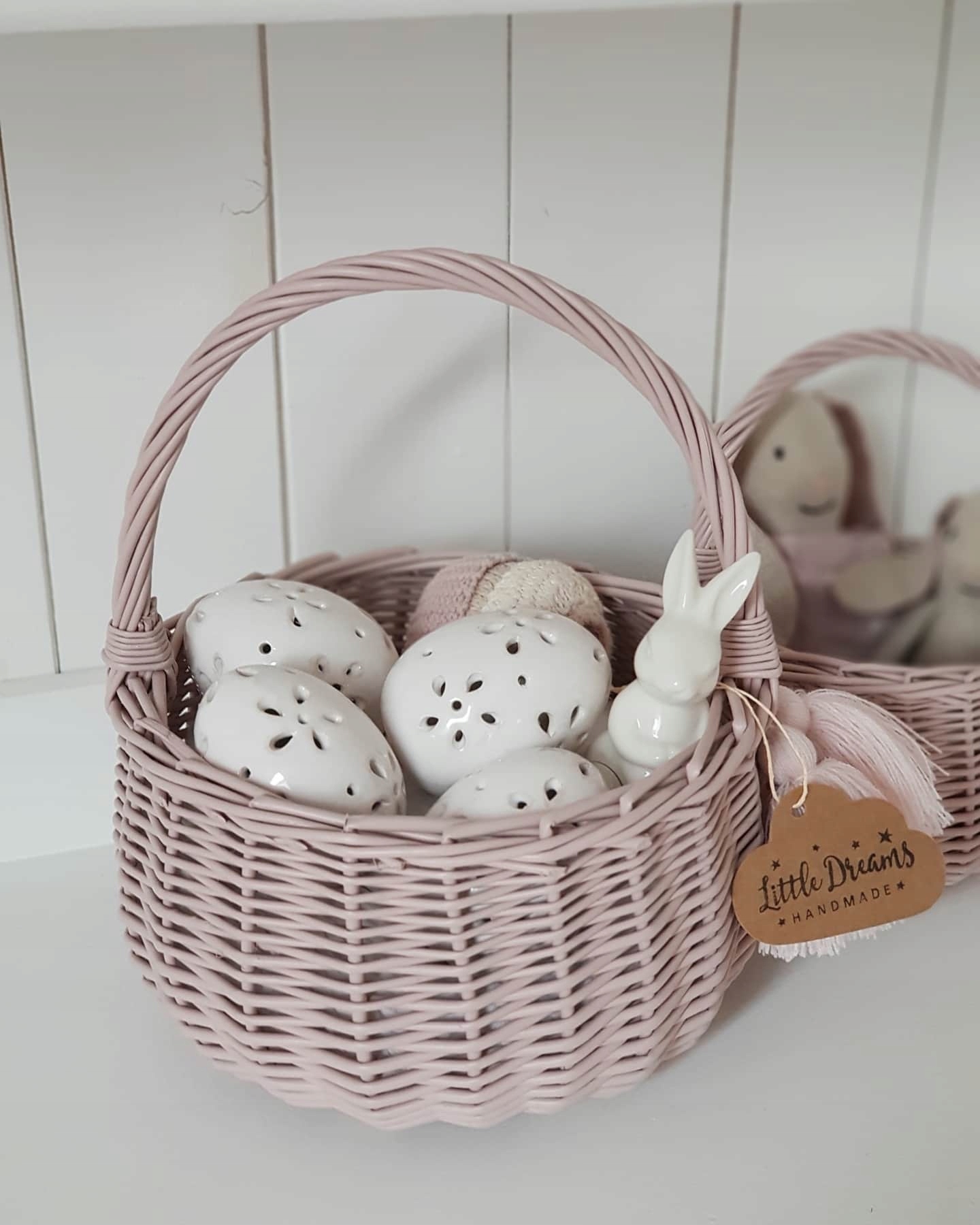 KOSZYCZEK WIKLINOWY DUŻY BRUDNY RÓŻ CHWOSTY BOHO Marka inna marka