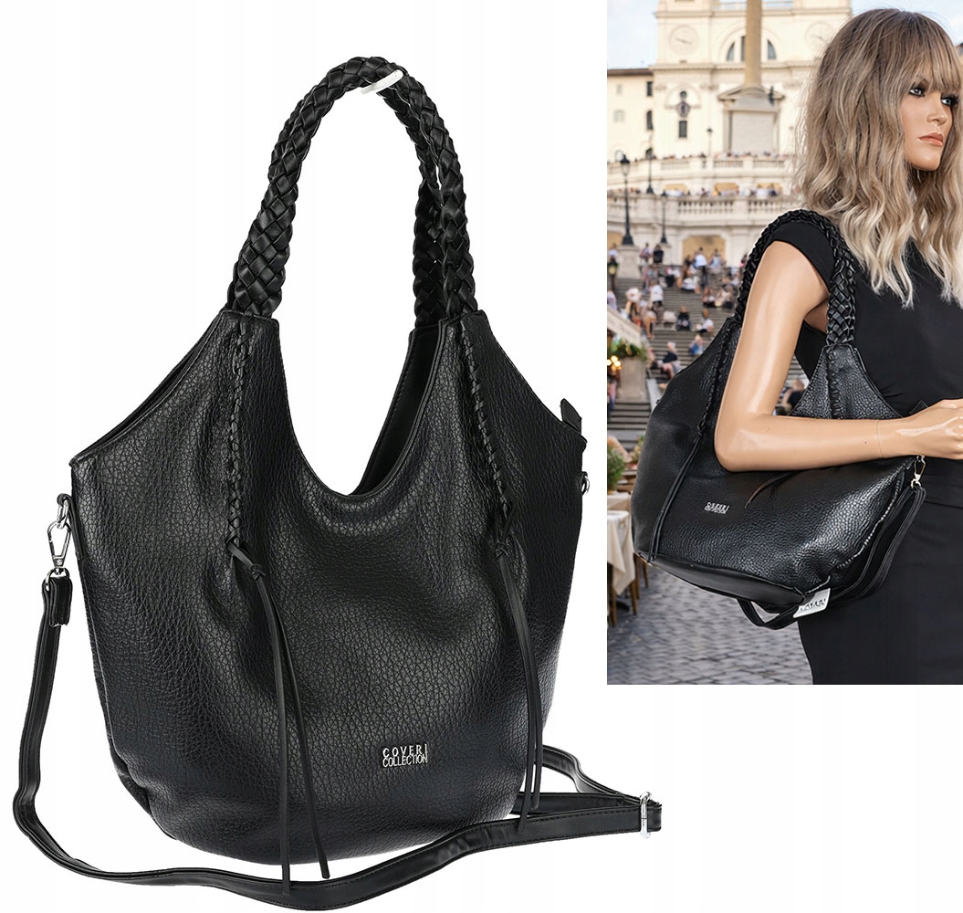 Torebka damska worek shopper na ramię duża pajemna casual CC6701 Czarna