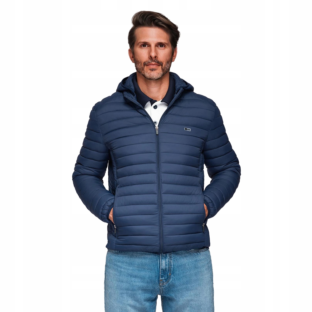 Klasická pánská prošívaná bunda skládací tmavě modrá V1 OM-JALP-0295 vel. M