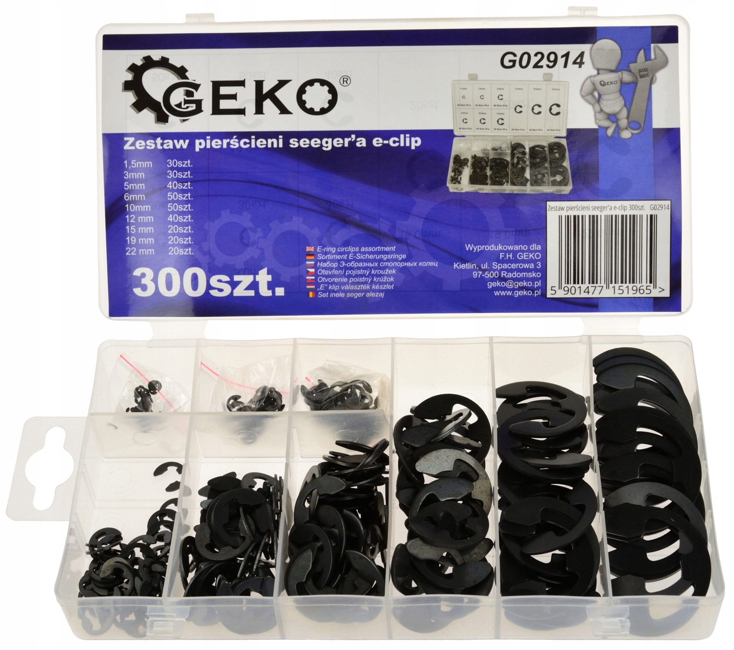 PIERŚCIENIE SEGERA SEGERY E-CLIP ZESTAW 300SZT