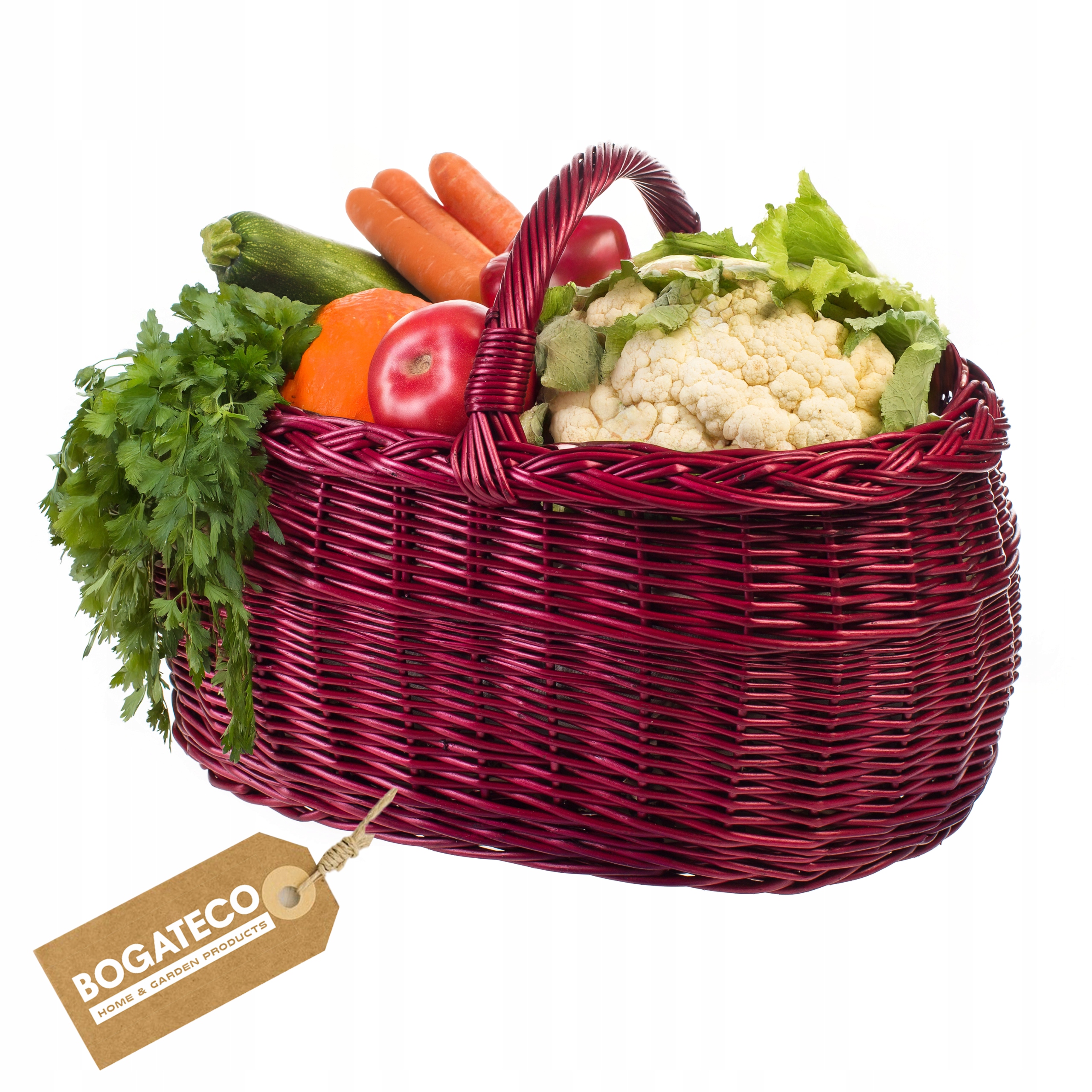 Proutěný Košík Na Nákupy Piknik Houby Pro Skladování Velký Rubínový