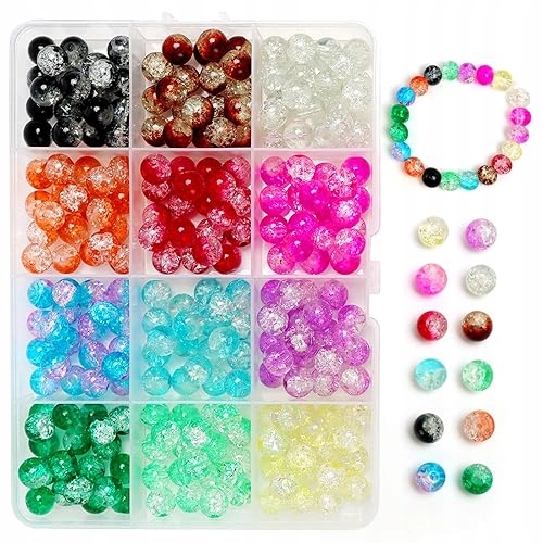 Skleněné korálky na šperky 240 ks 8 mm barevné Crackle Diy plastové