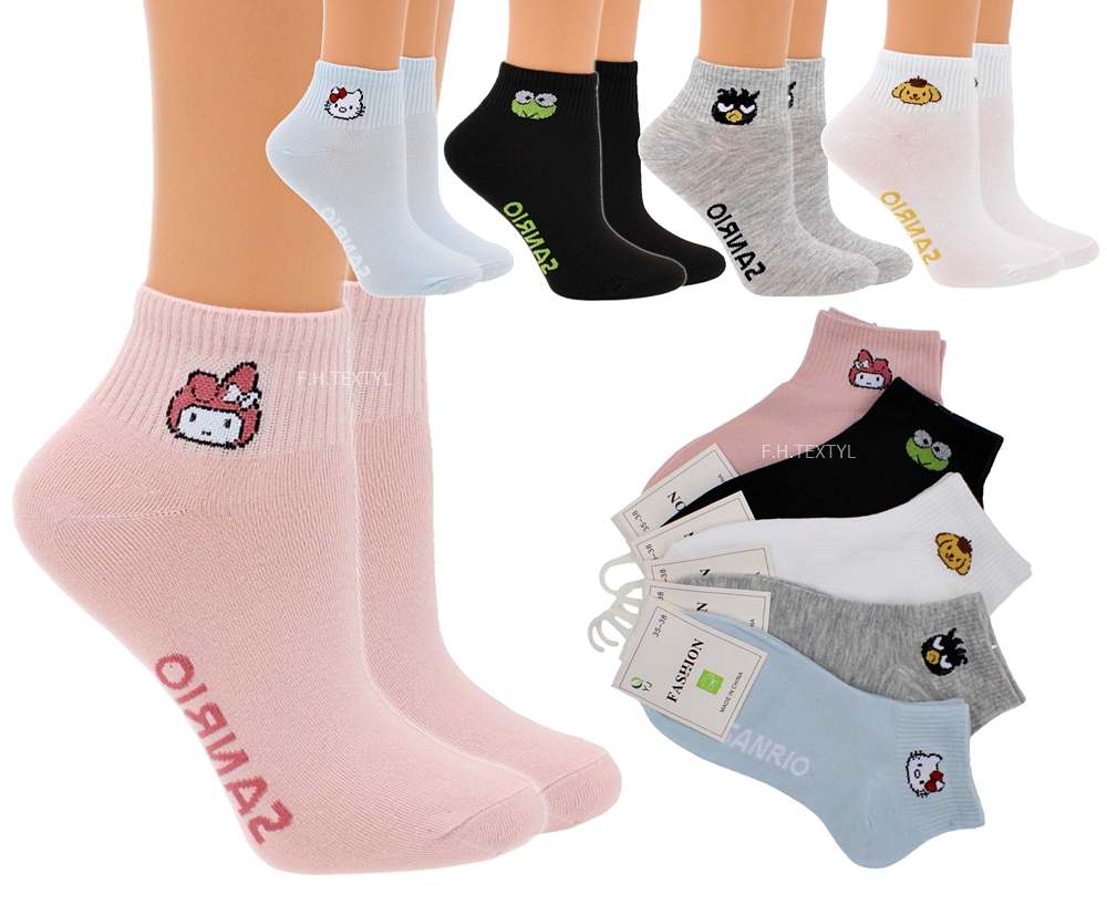 

5X Kolorowe skarpetki stopki damskie 35-38